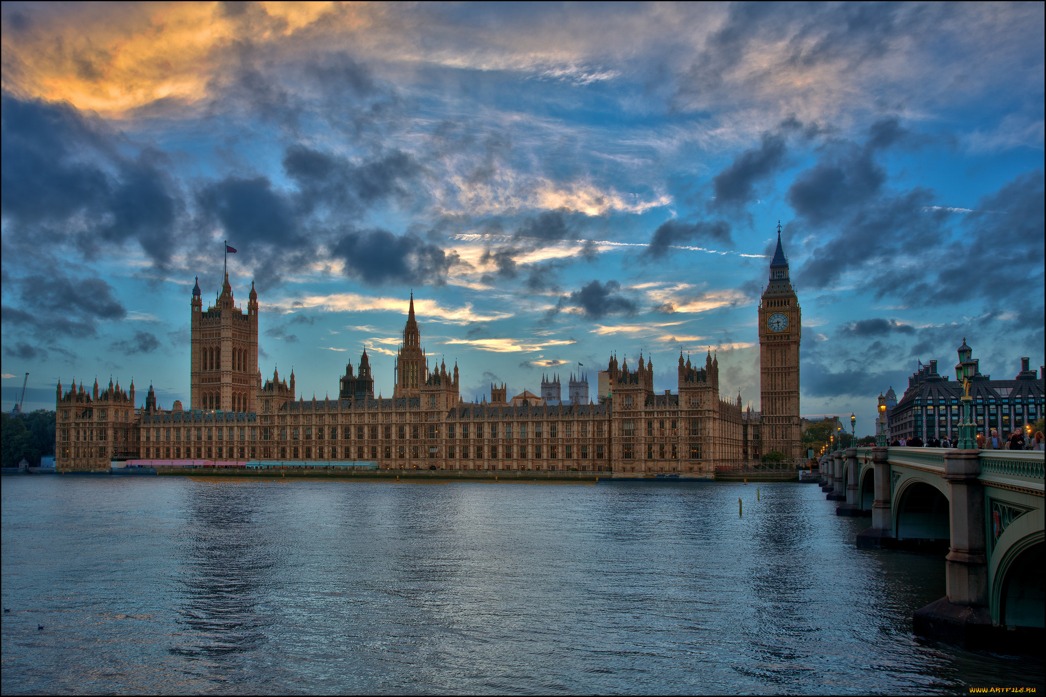 houses, of, parliament, города, лондон, , великобритания, дворец, мост, река