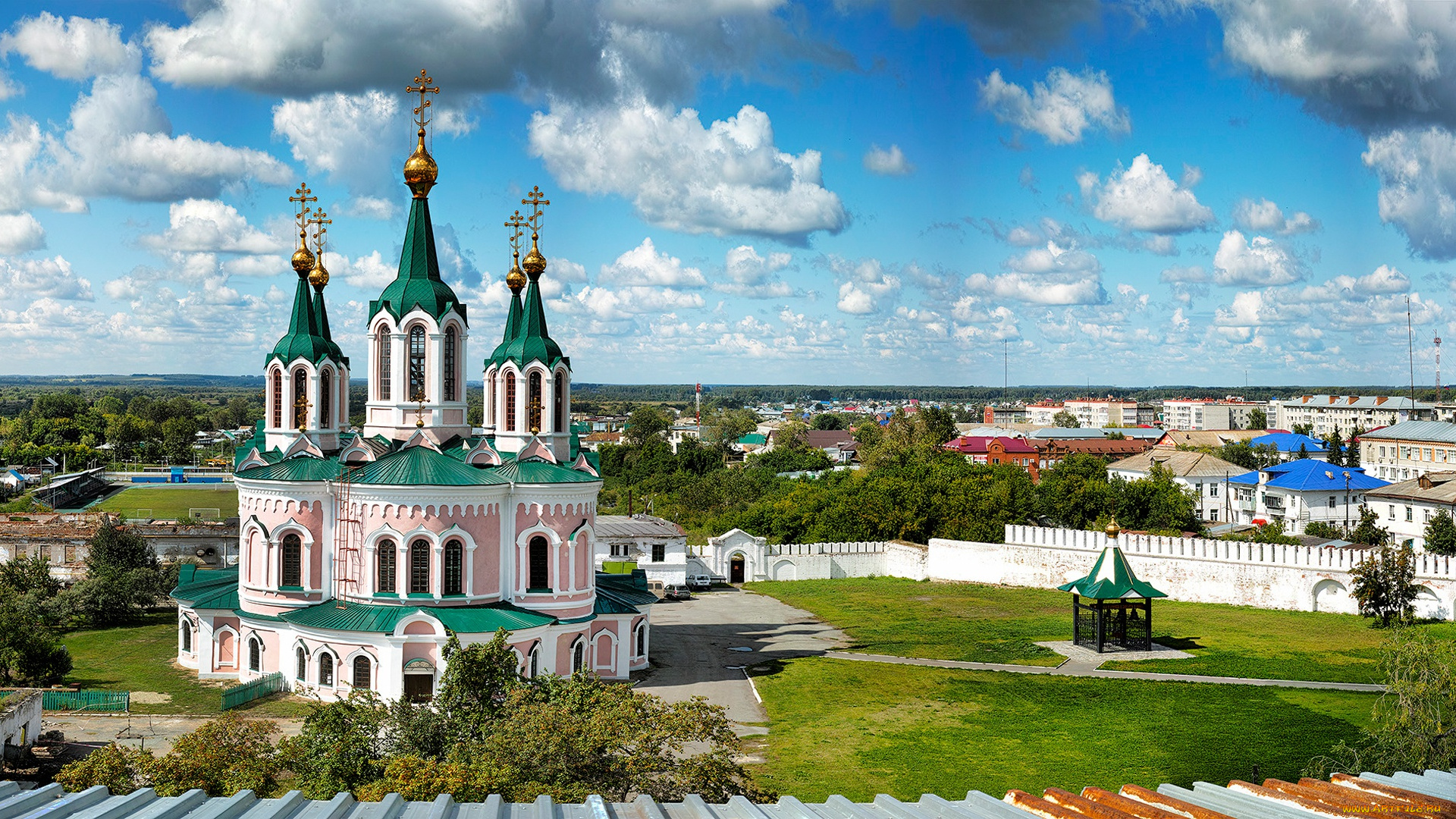 города, -, православные, церкви, , монастыри, двор, монастырь, россия, небо, далматовский, успенский, церковь, панорама, далматово, облака