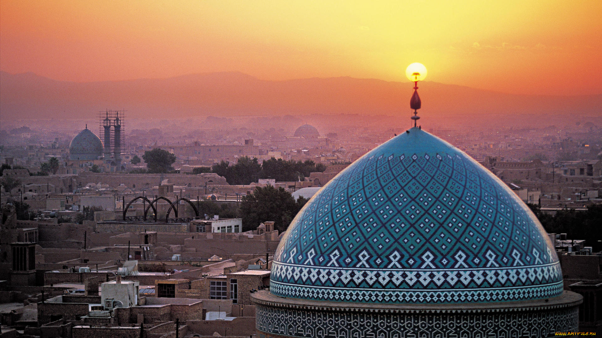 города, -, мечети, , медресе, вид, сверху, купол, мечети, иран, город, музей, исфахан