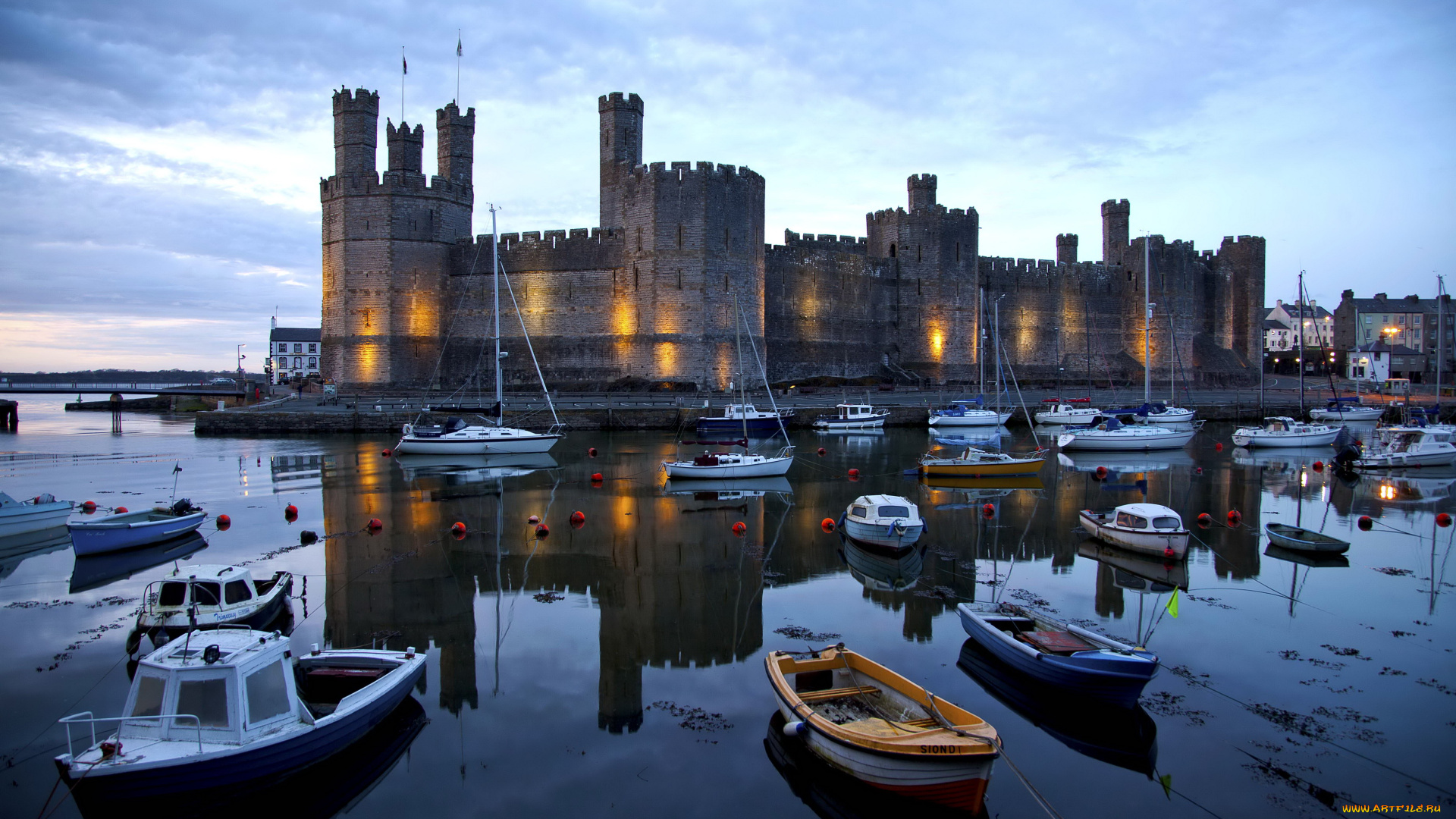 caernarfon, castle, великобритания, города, дворцы, замки, крепости, замок, река