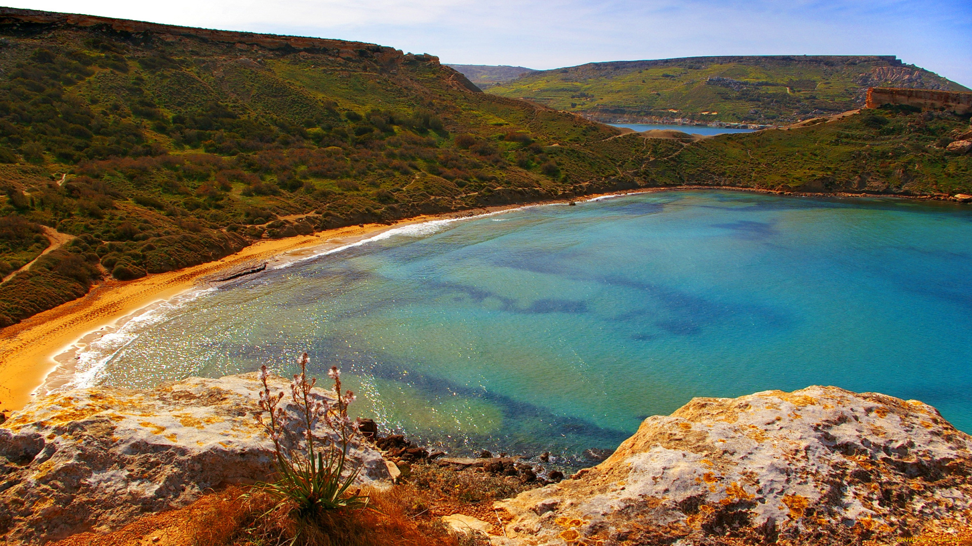 ghain, tuffieha, malta, природа, побережье, море