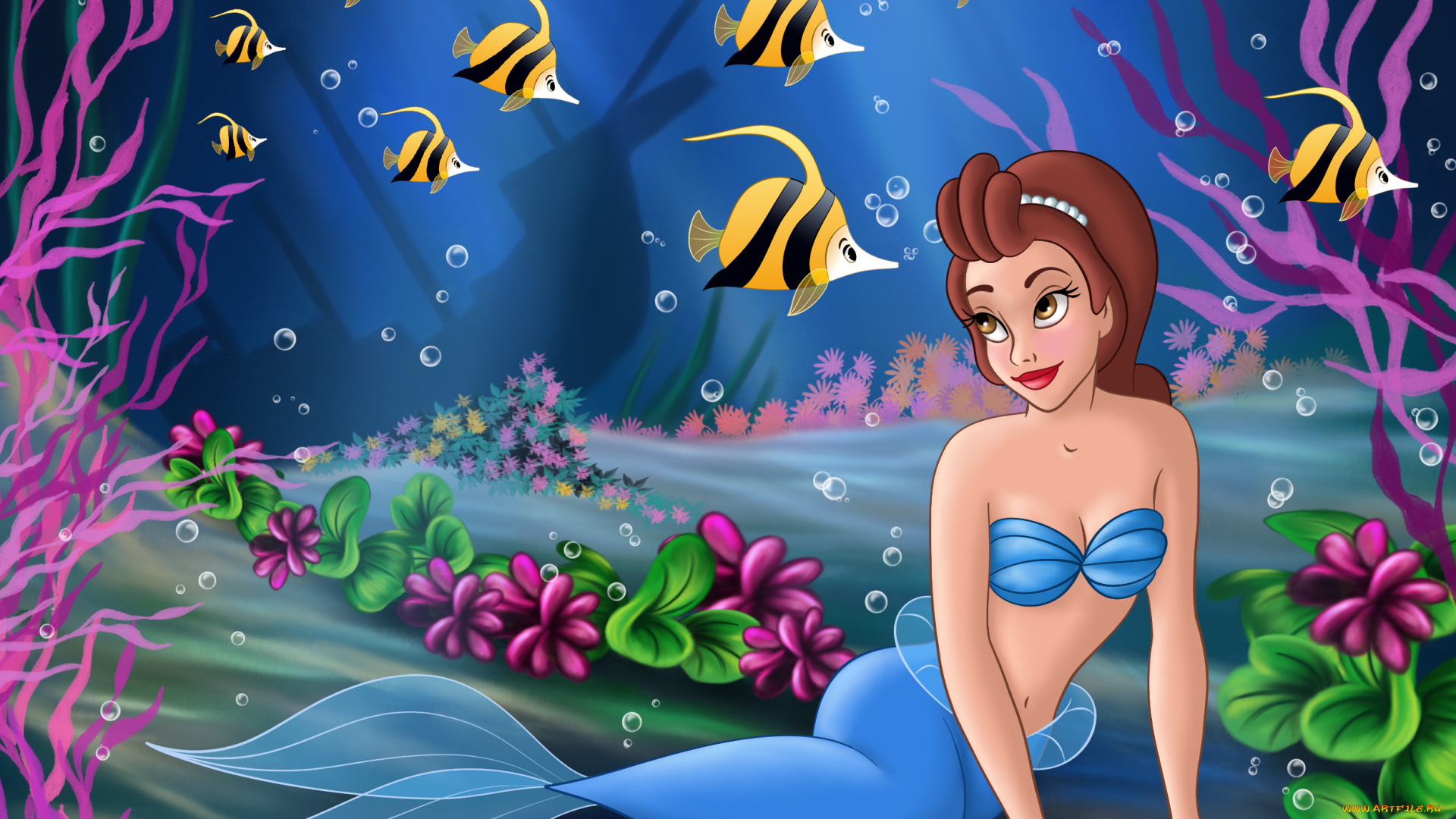 мультфильмы, the, little, mermaid, русалка, море, рыбы