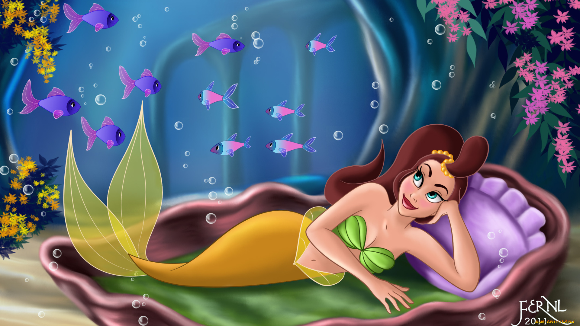 мультфильмы, the, little, mermaid, русалка, море, рыбы