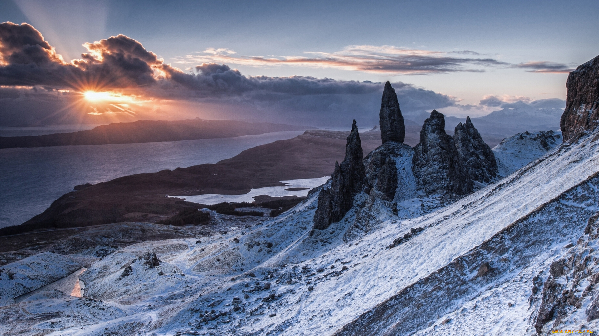 old, man, of, storr, scotland, природа, восходы, закаты, шотландия, the, озеро, пейзаж, закат