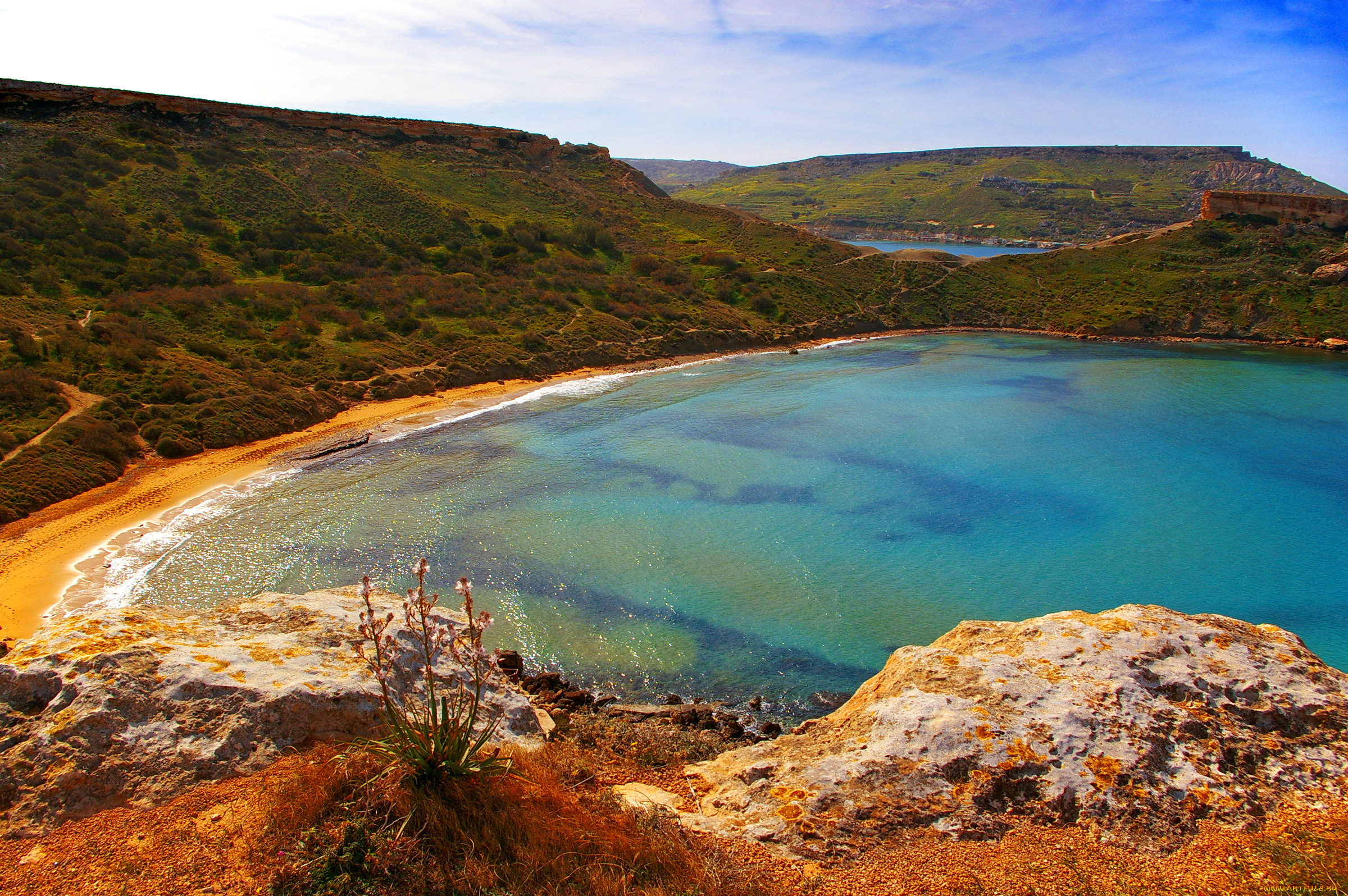 ghain, tuffieha, malta, природа, побережье, море