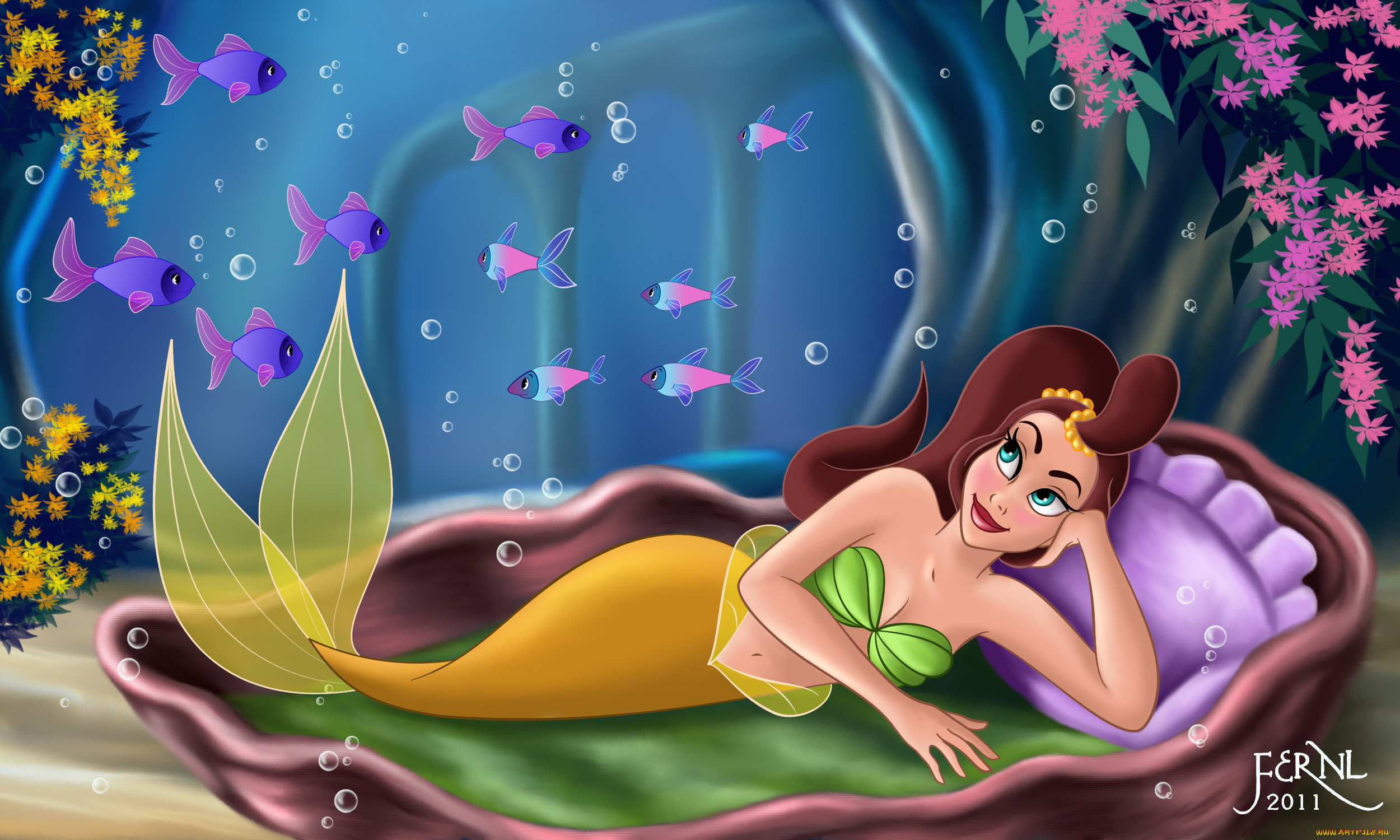 мультфильмы, the, little, mermaid, русалка, море, рыбы