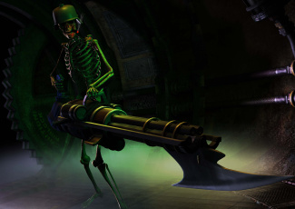 Картинка 3д графика horror ужас оружие скилет