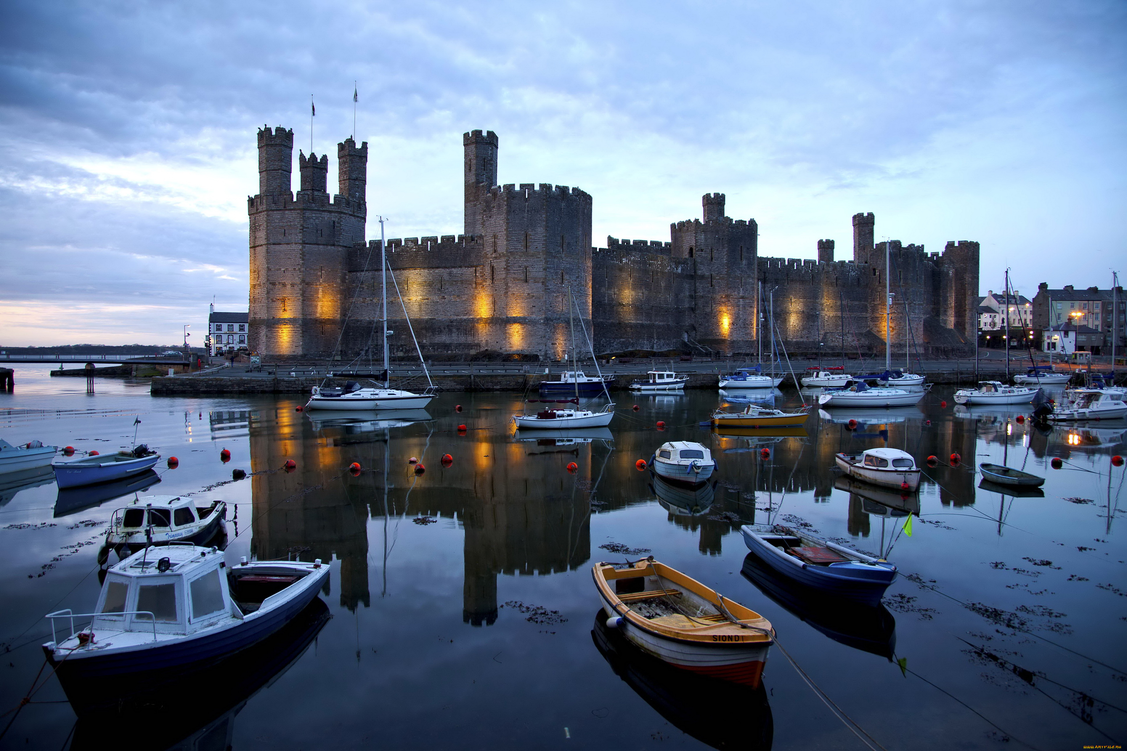 caernarfon, castle, великобритания, города, дворцы, замки, крепости, замок, река