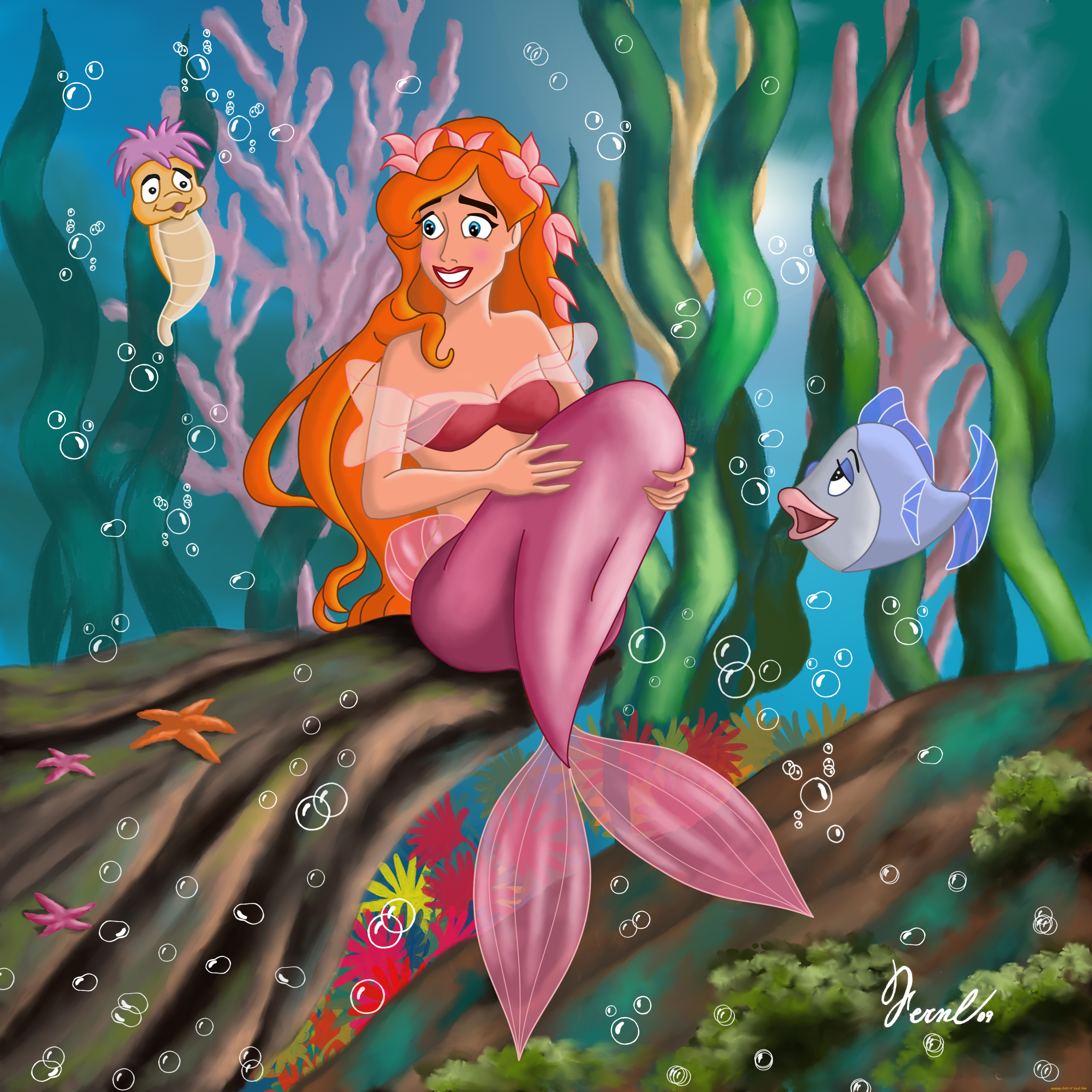 мультфильмы, the, little, mermaid, рыба, русалка