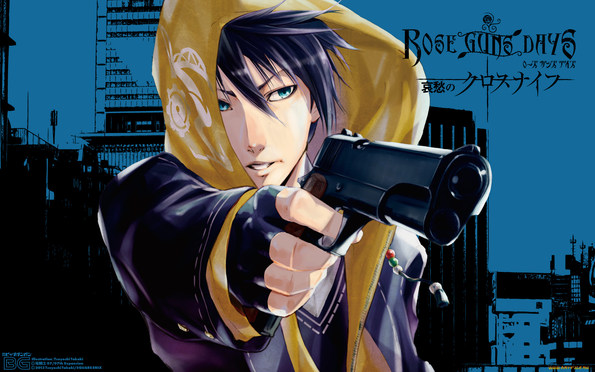 аниме, rose, guns, days, парень