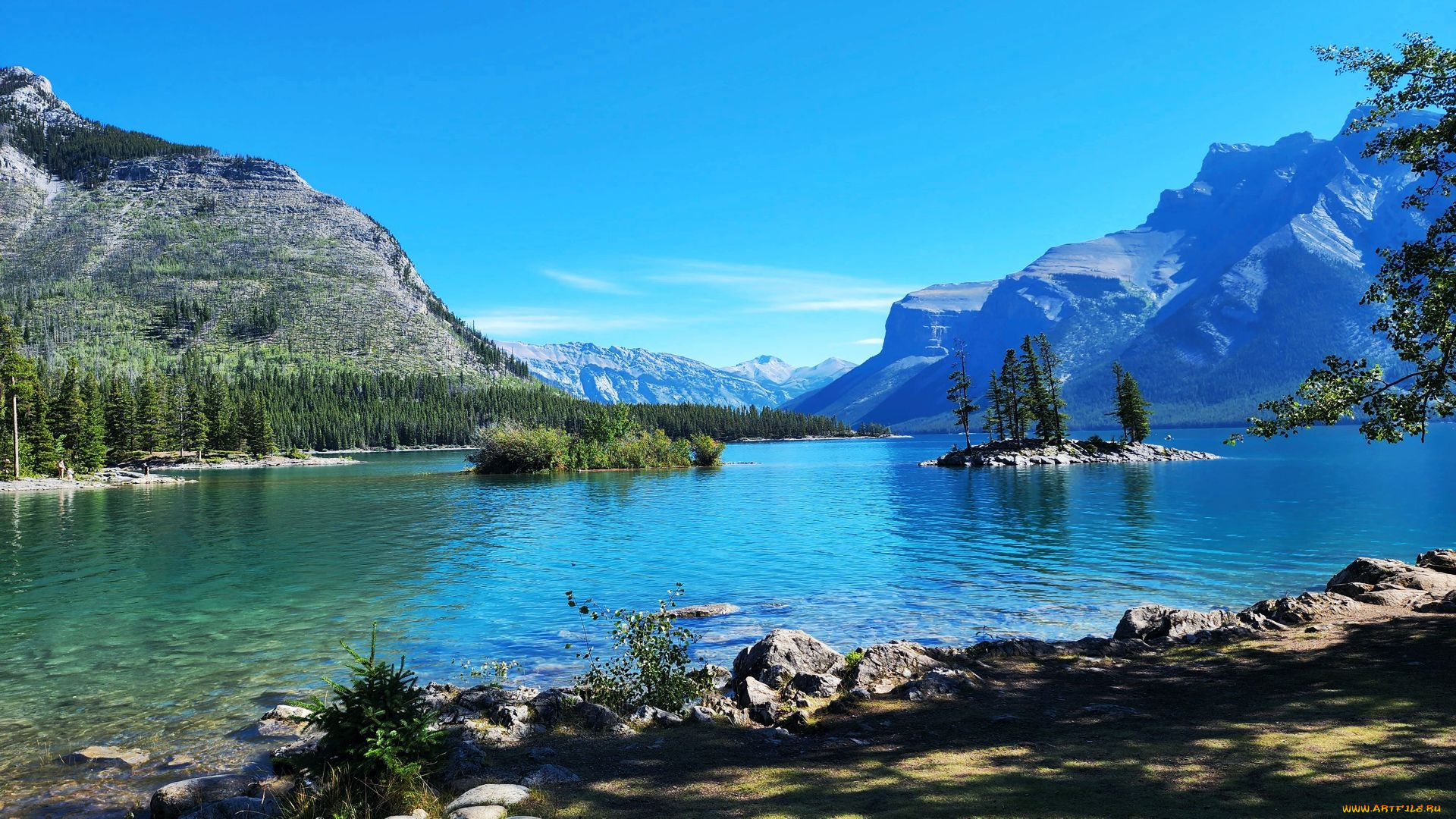 lake, minnewanka, alberta, природа, реки, озера, lake, minnewanka