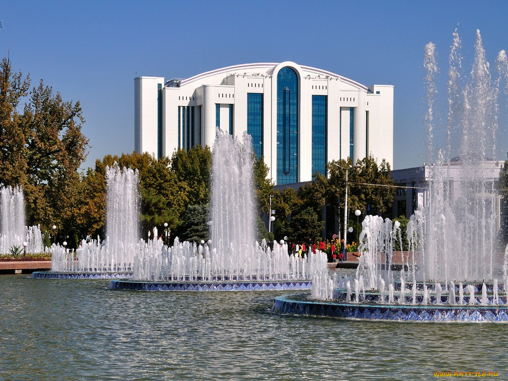 fountains, on, independence, square, in, tashkent, города, ташкент, узбекистан