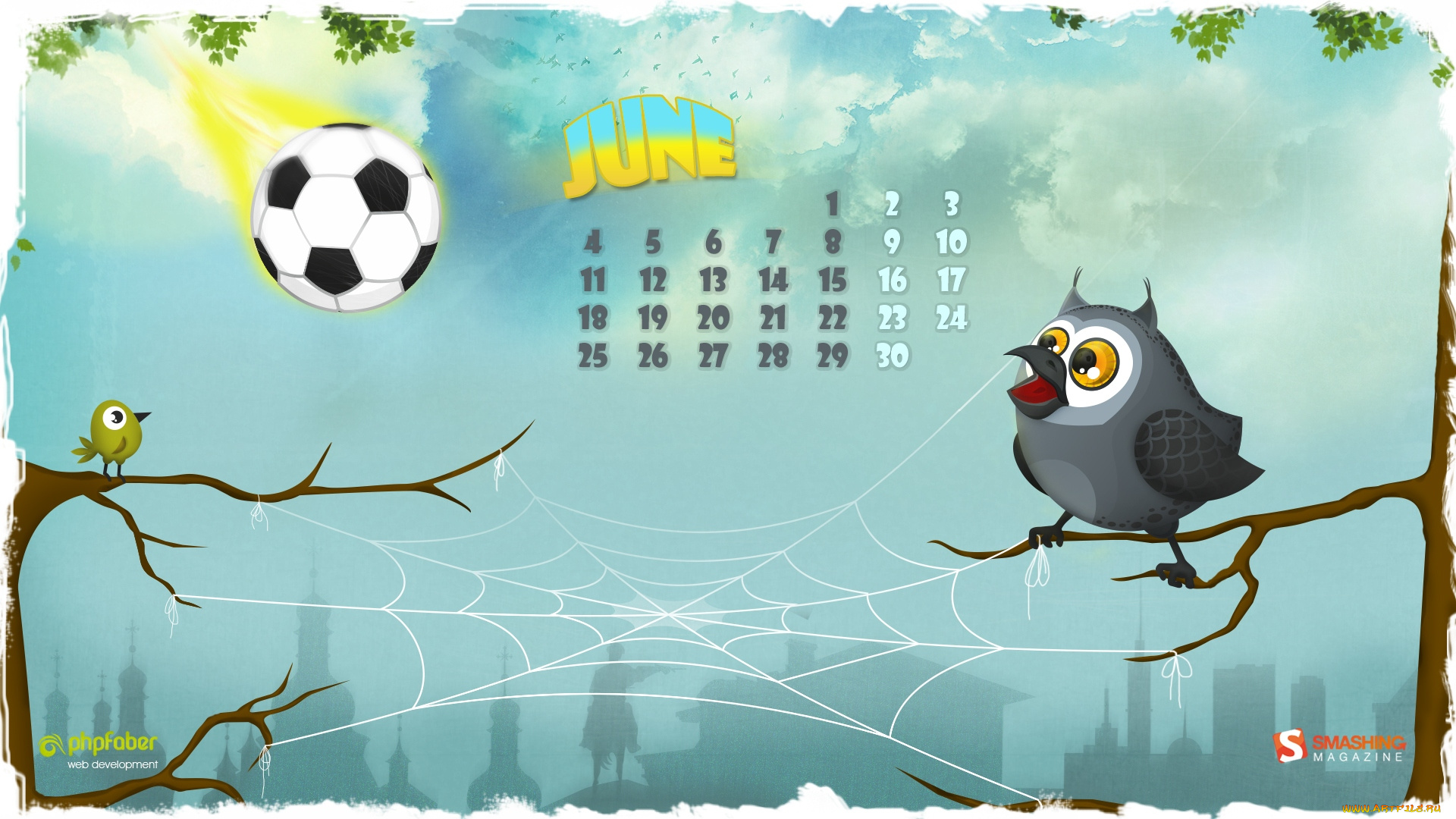 календари, рисованные, векторная, графика, футбольный, мяч, сова