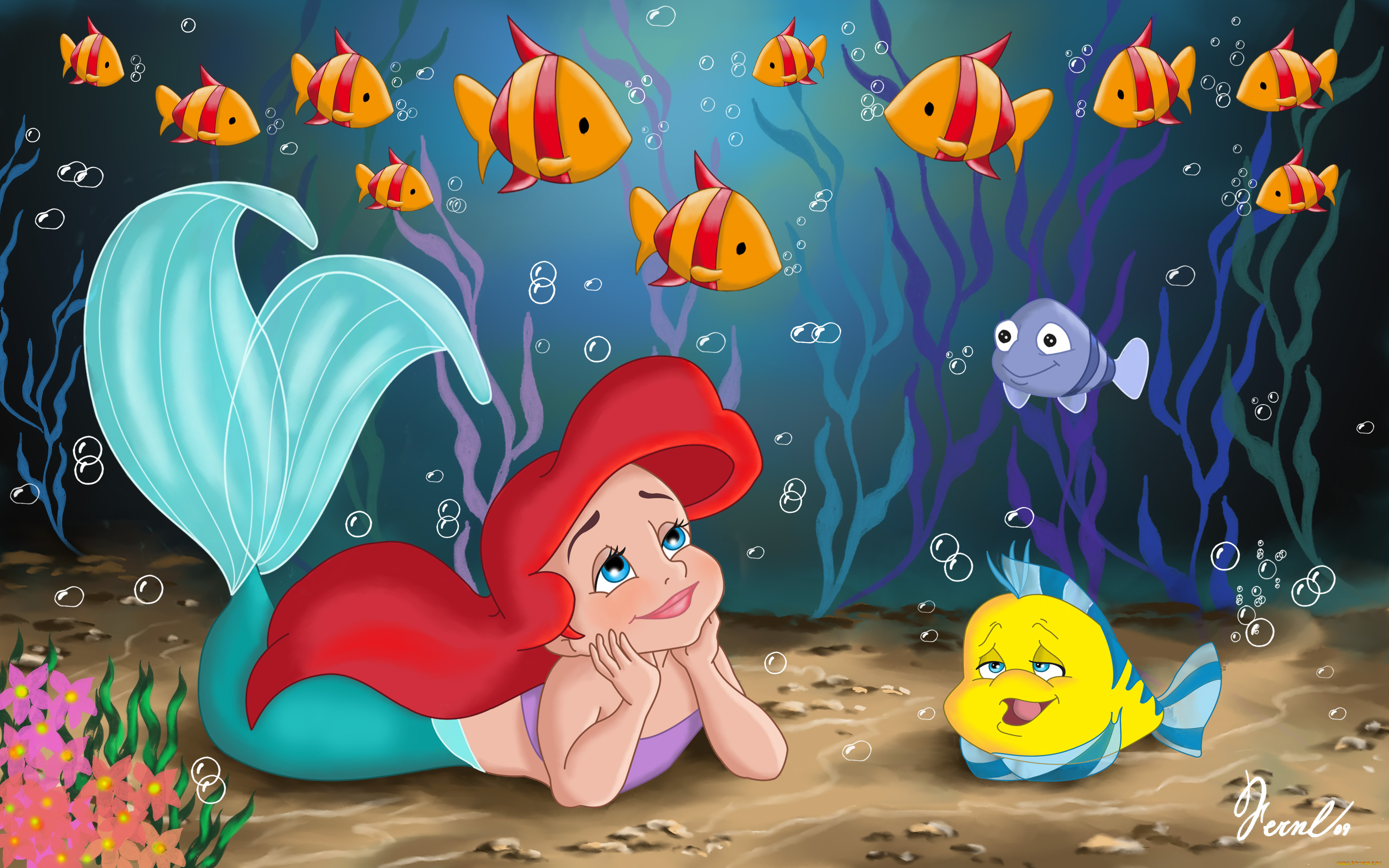 мультфильмы, the, little, mermaid, рыбки