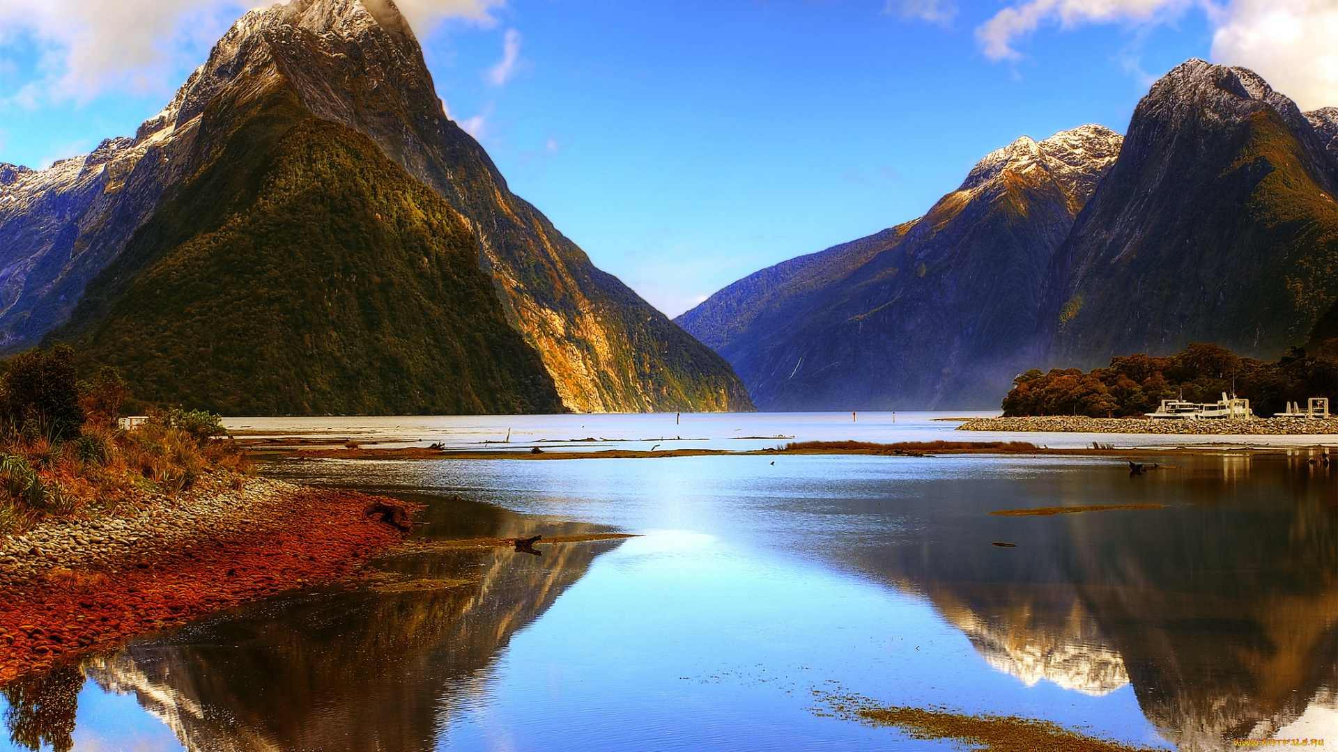 природа, горы, озеро, новая, зеландия