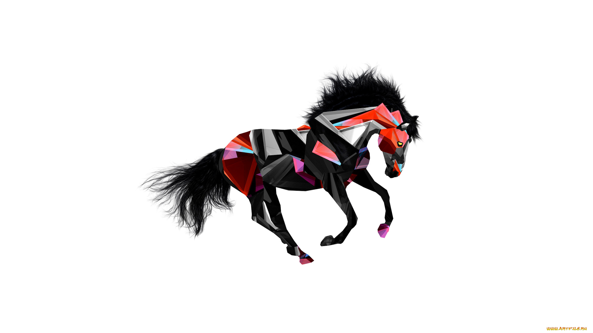 рисованные, минимализм, лошадь, животное, абстракция, конь, цвет