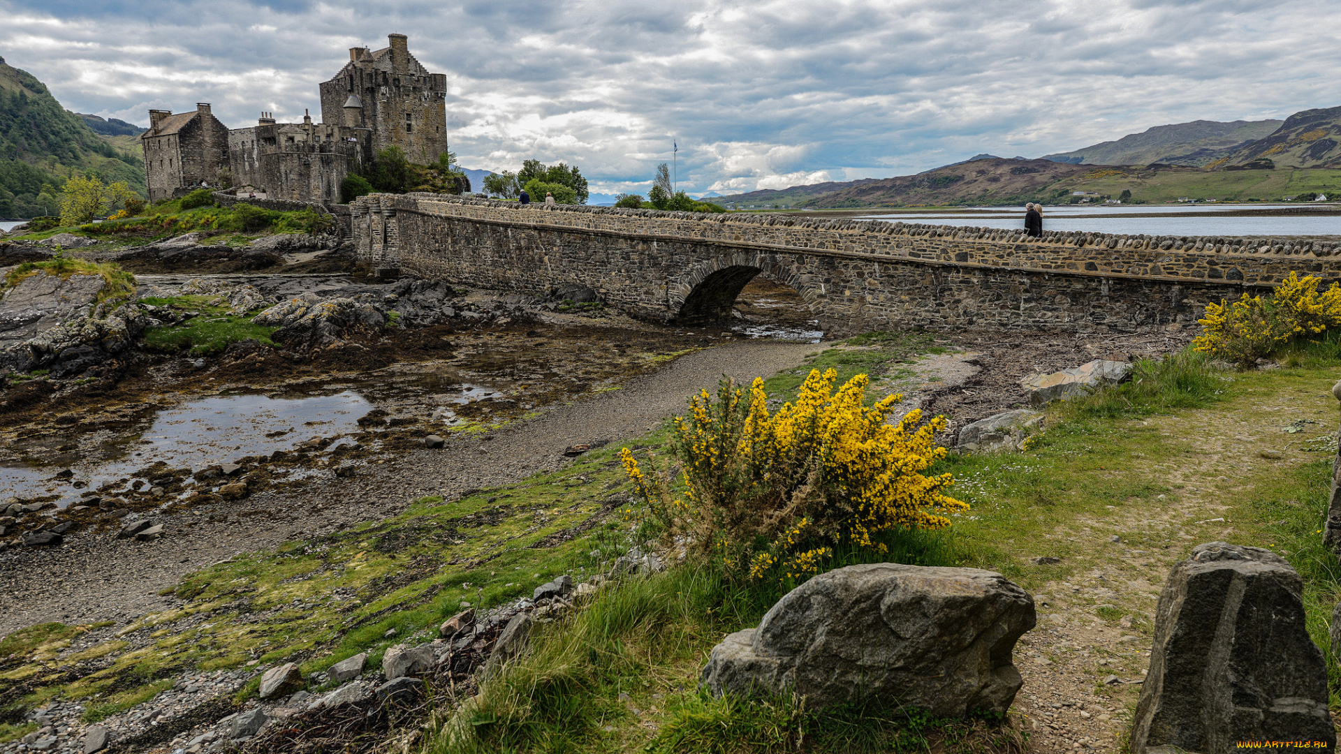 eilean, donan, castle, , scotland, города, замок, эйлен-донан, , шотландия, озеро, лес, горы