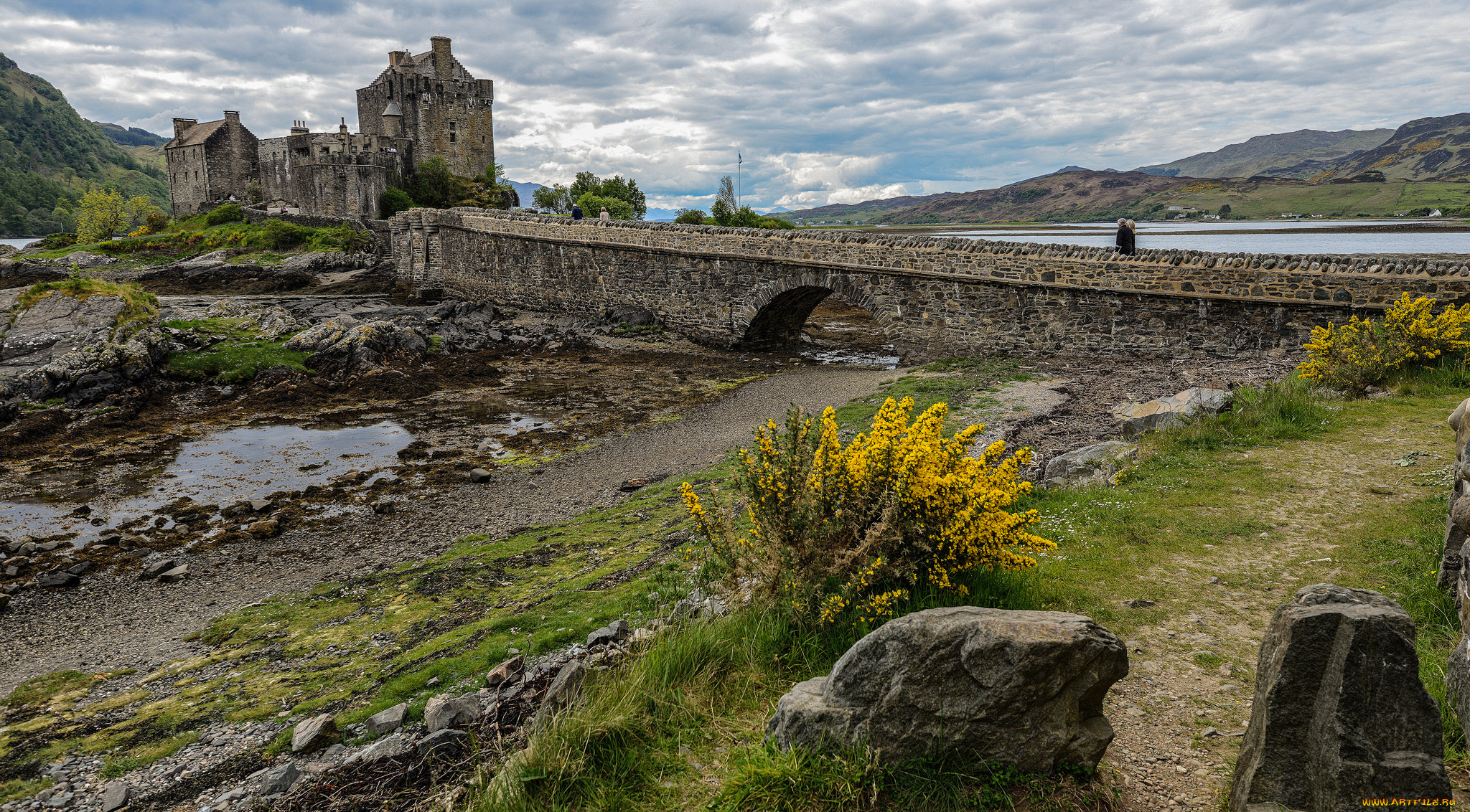 eilean, donan, castle, , scotland, города, замок, эйлен-донан, , шотландия, озеро, лес, горы