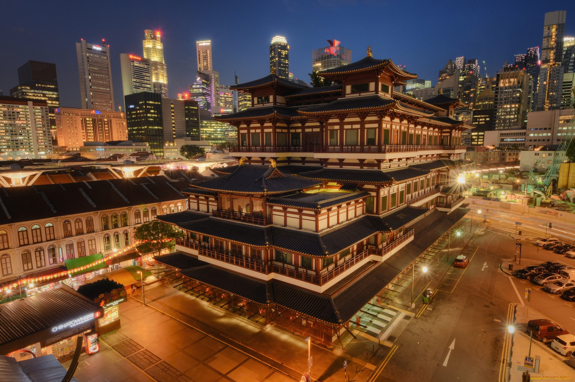 buddha, tooth, relic, temple, is, singapore, города, сингапур, , сингапур, огни, ночь, храм