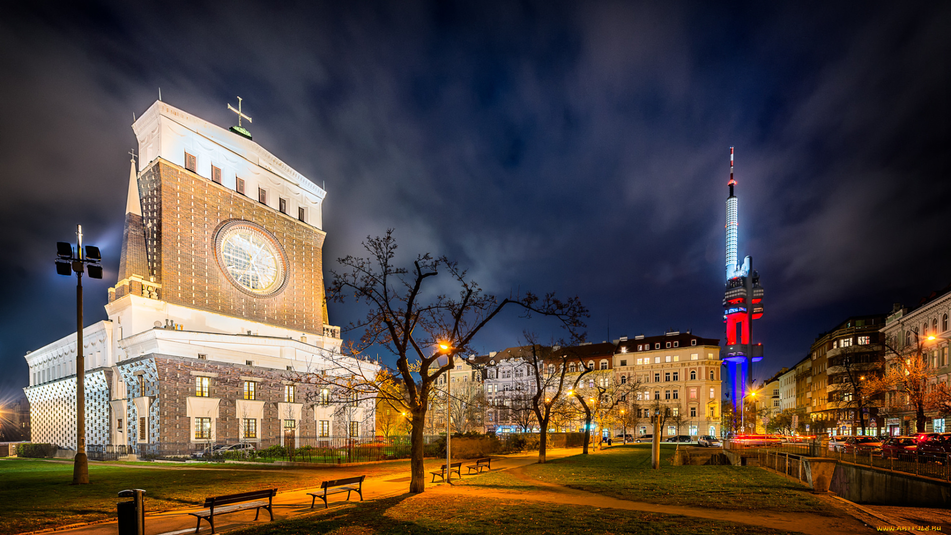 prague, города, прага, , Чехия, огни, ночь