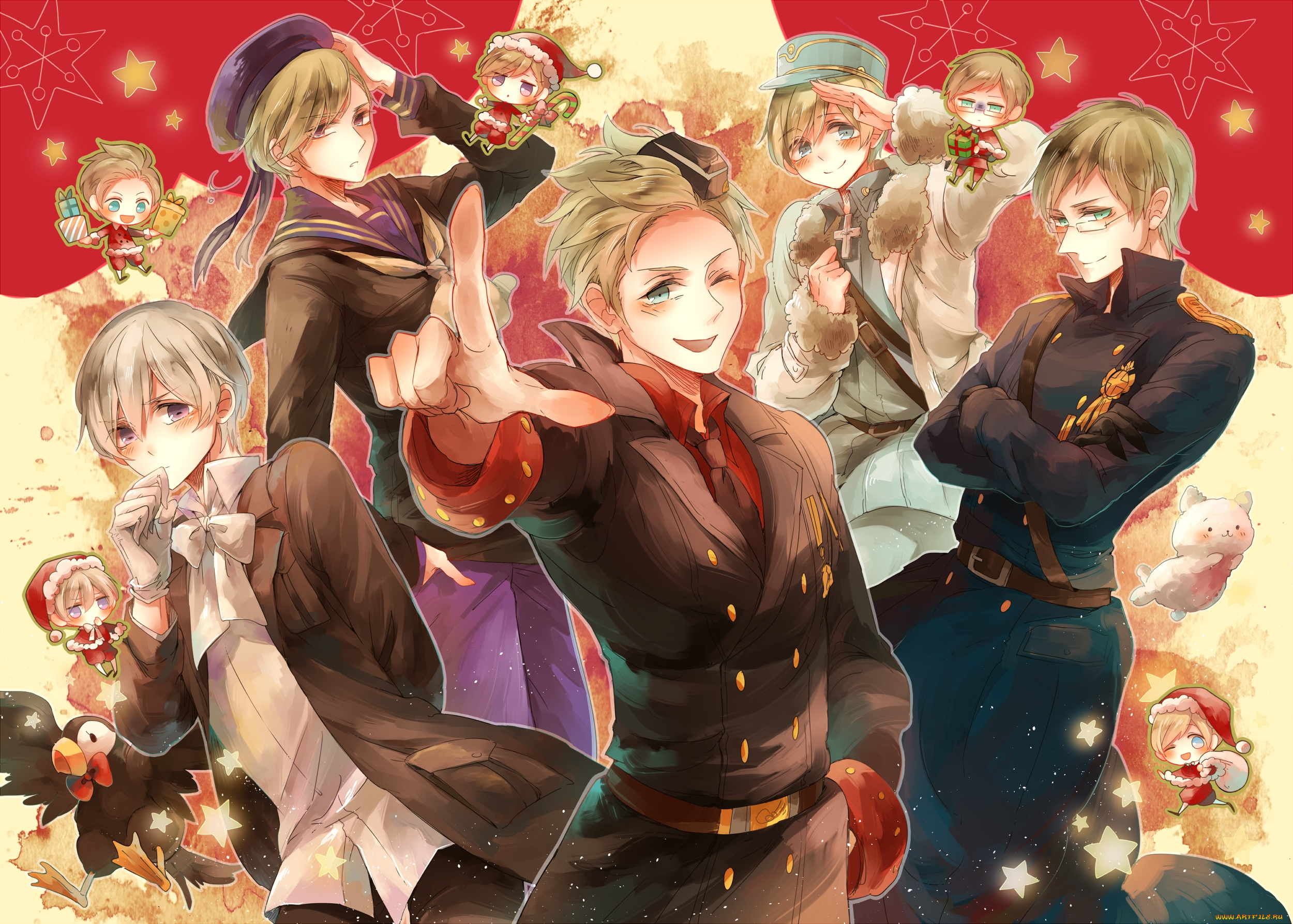 аниме, hetalia, , axis, powers, хеталия, и, страны, оси