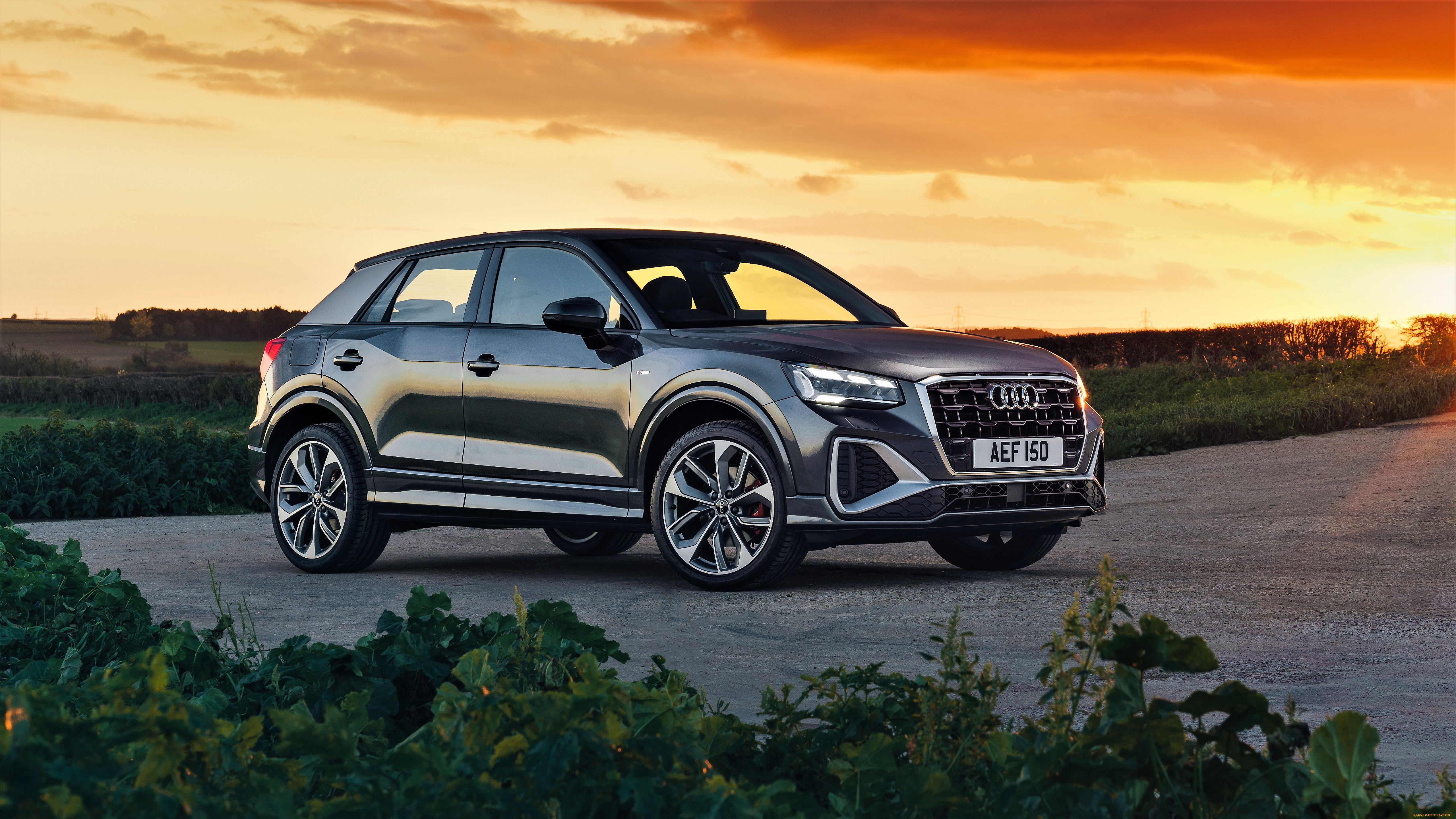 audi, q2, 35, tfsi, s, line, автомобили, audi, темный, поля, закат