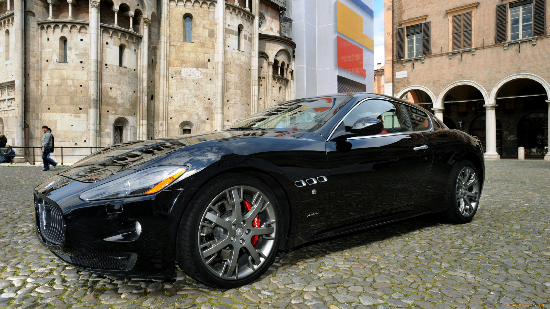 автомобили, maserati, granturismo, s, дорога, дома, улица