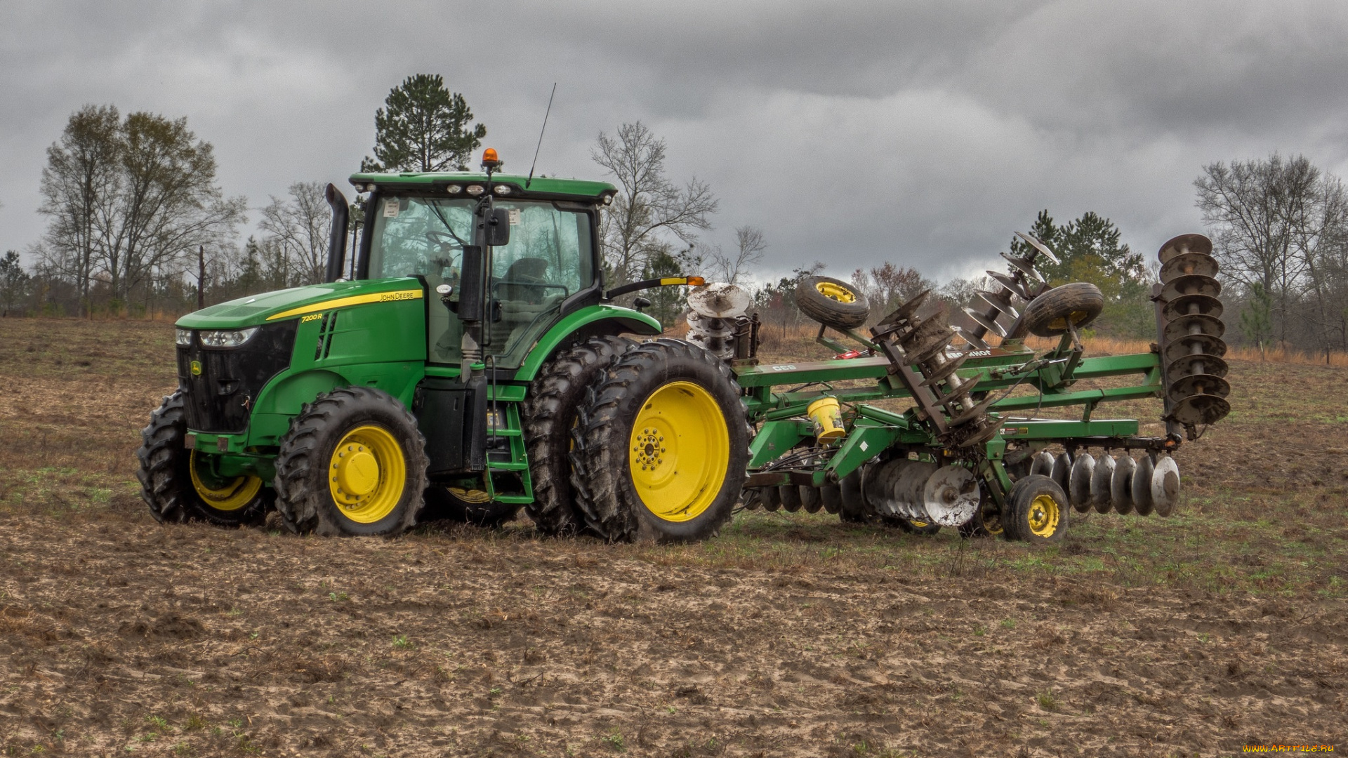 john, deere, 7200r, during, the, rain, техника, тракторы, сша, джон, дир, фирма