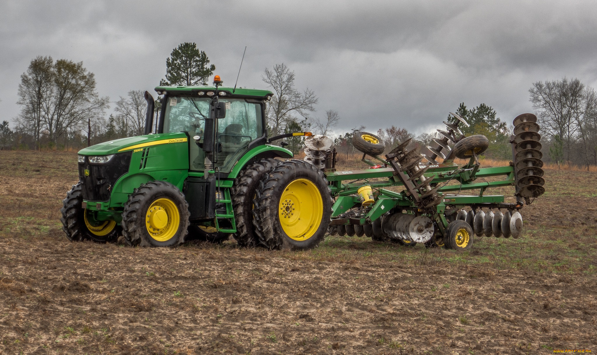 john, deere, 7200r, during, the, rain, техника, тракторы, сша, джон, дир, фирма