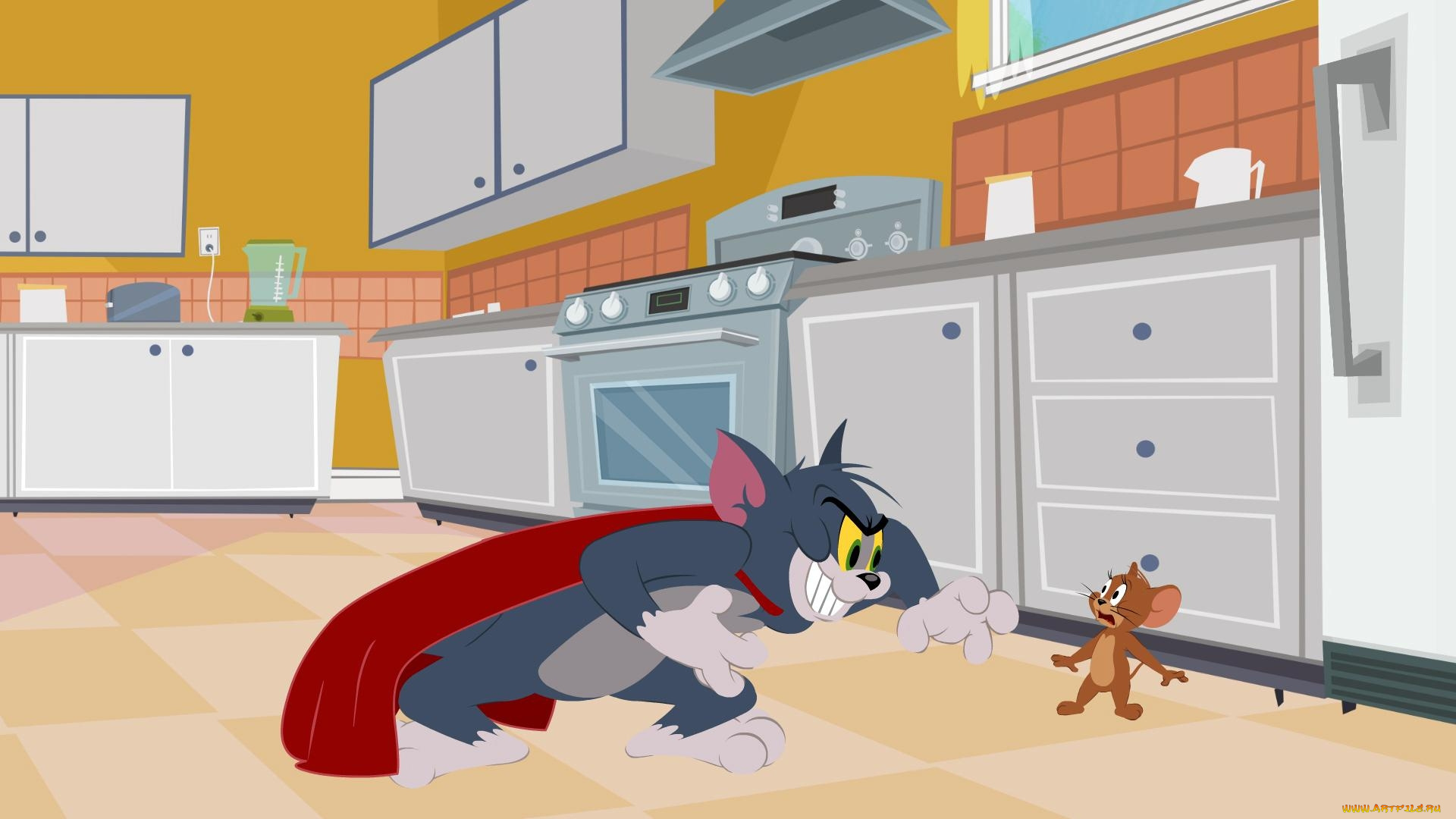 мультфильмы, tom, and, jerry, кот, кухня, мышь