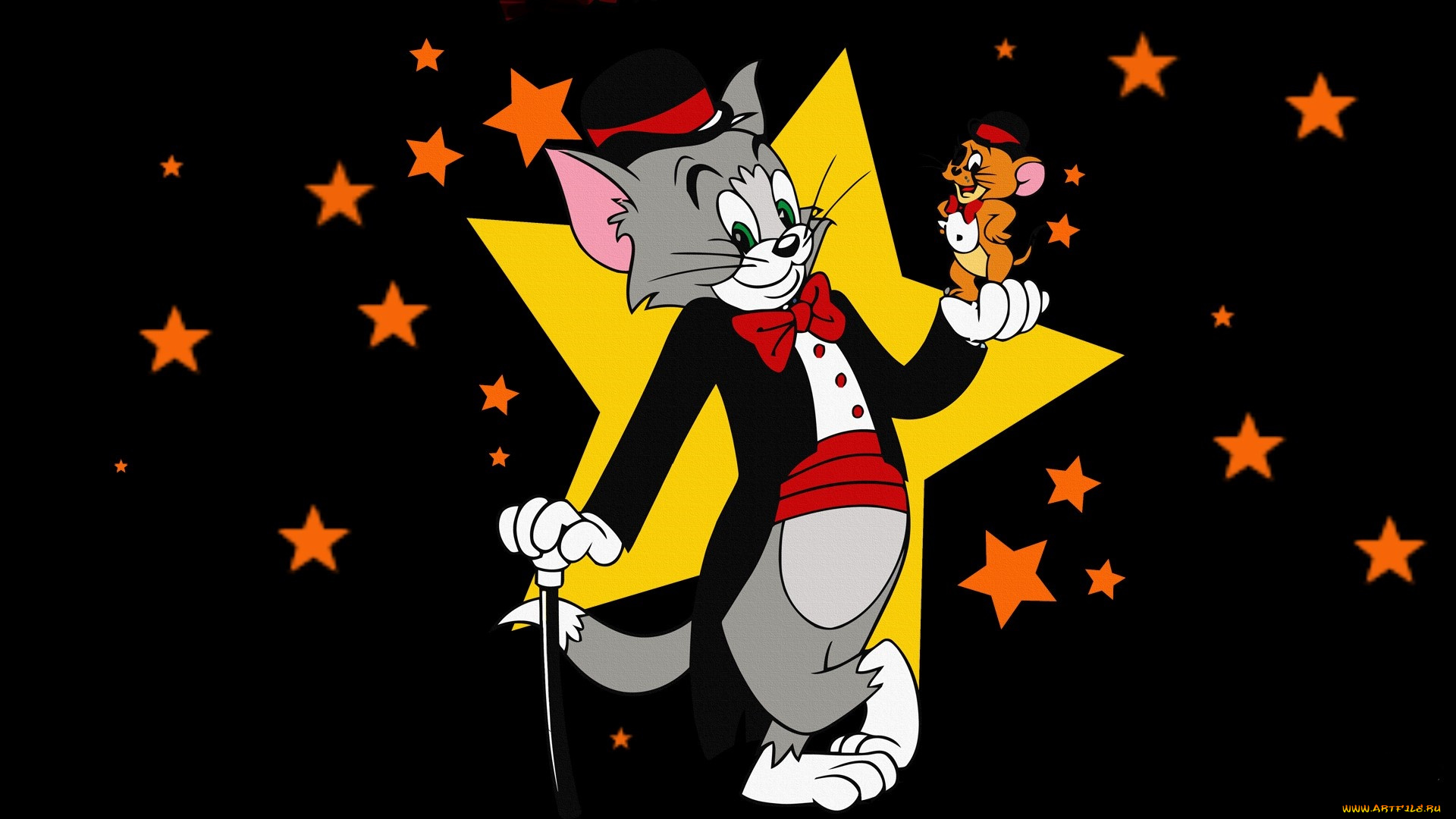 мультфильмы, tom, and, jerry, звезды, мышь, кот
