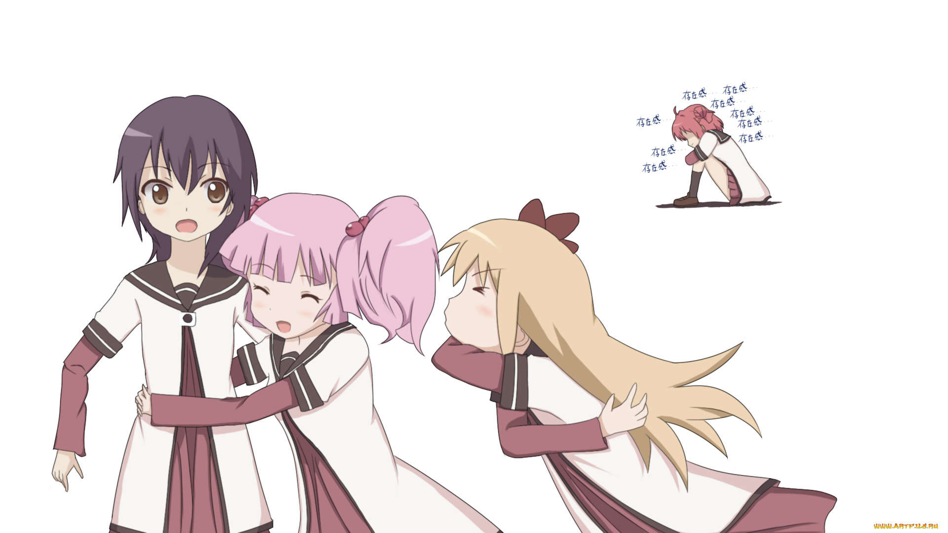 yuru, yuri, аниме, фон, взгляд, девушка