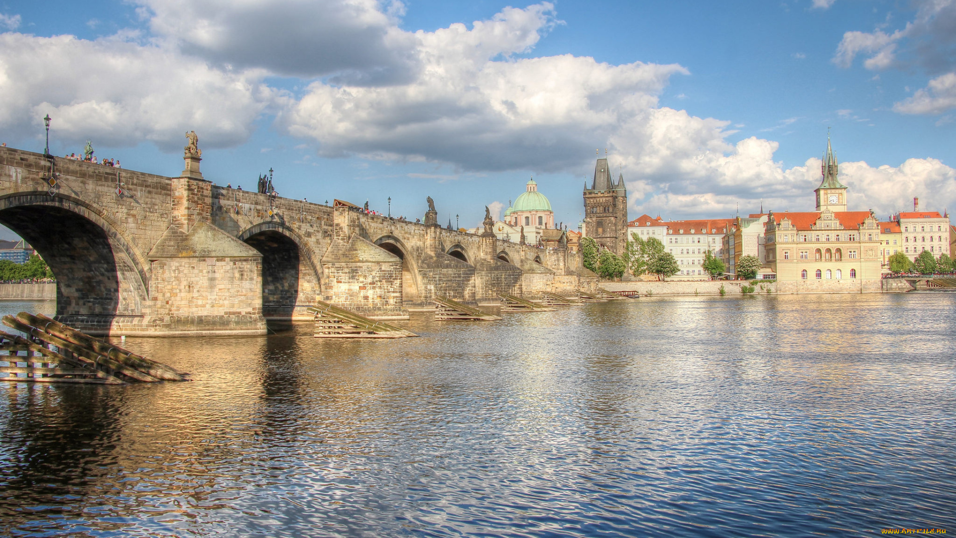 charles, bridge, , prague, города, прага, , Чехия, мост, река