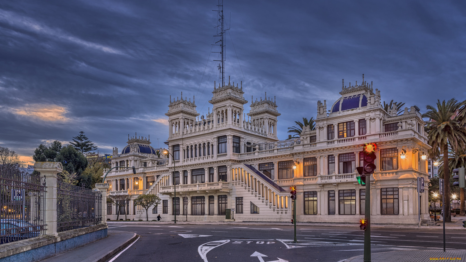 edificio, la, terraza, города, -, улицы, , площади, , набережные, площадь, вечер