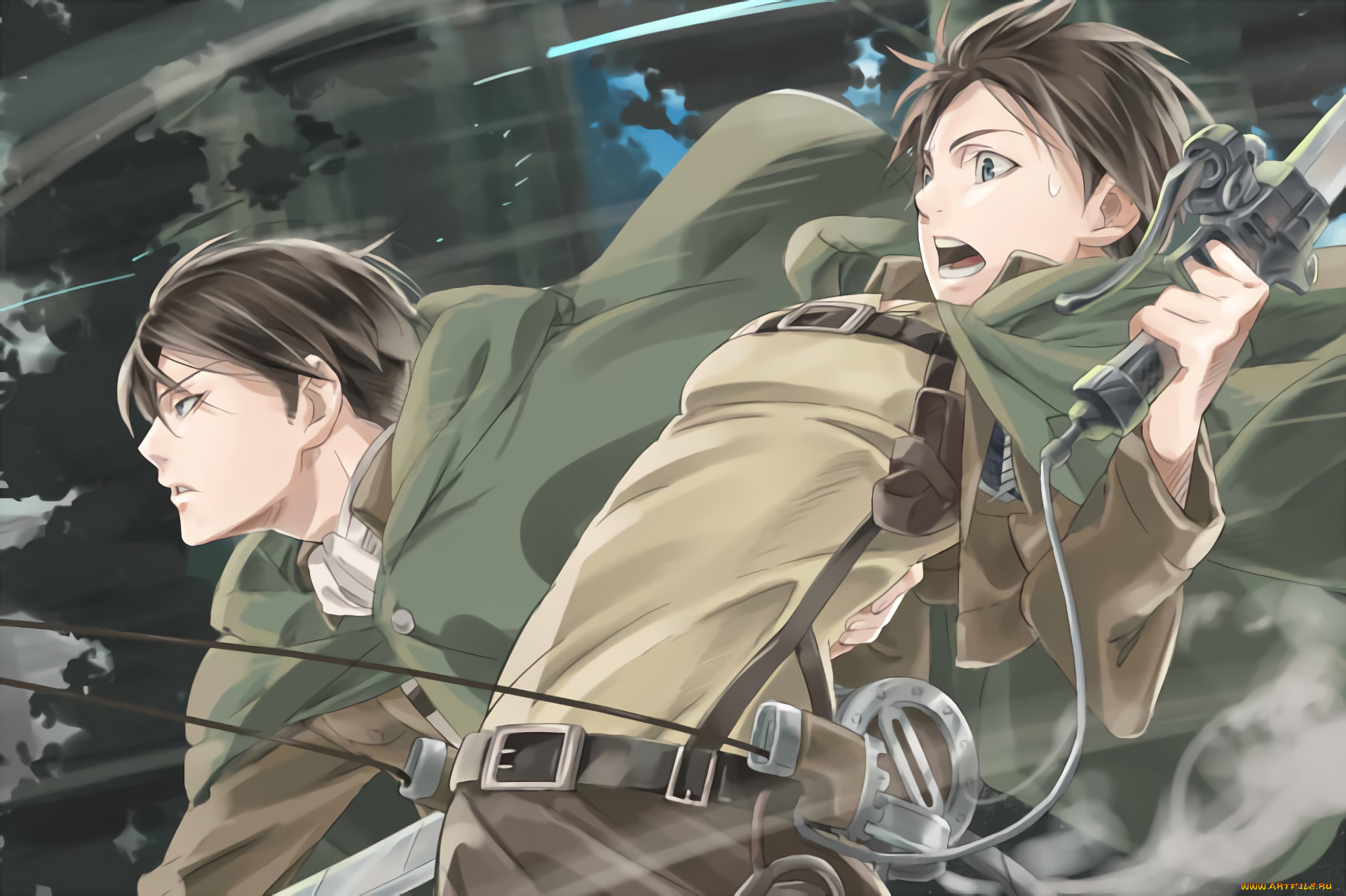 аниме, shingeki, no, kyojin, атака, титанов