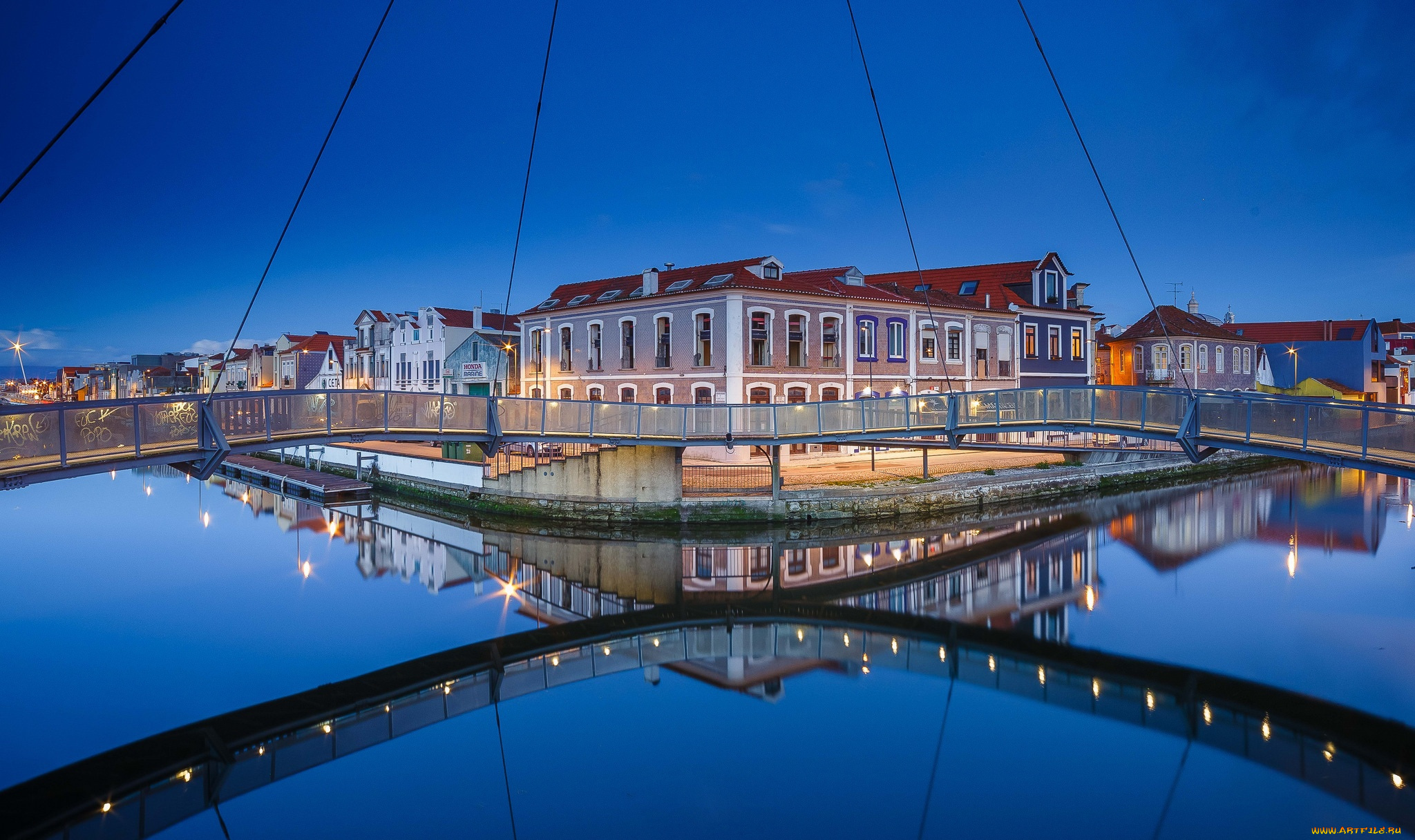 города, -, панорамы, авейру, португалия, aveiro, blue, hour