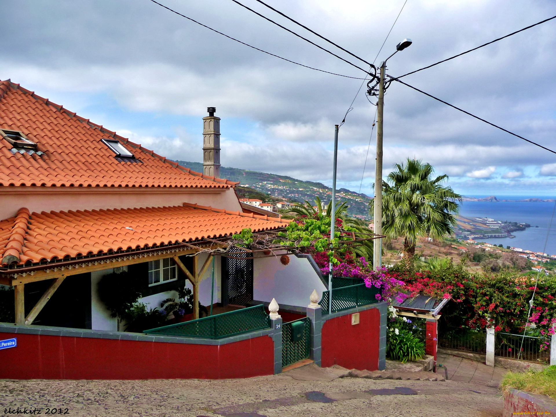 португалия, madeira, санта, круш, города, улицы, площади, набережные, пальмы, побережье, дом, море