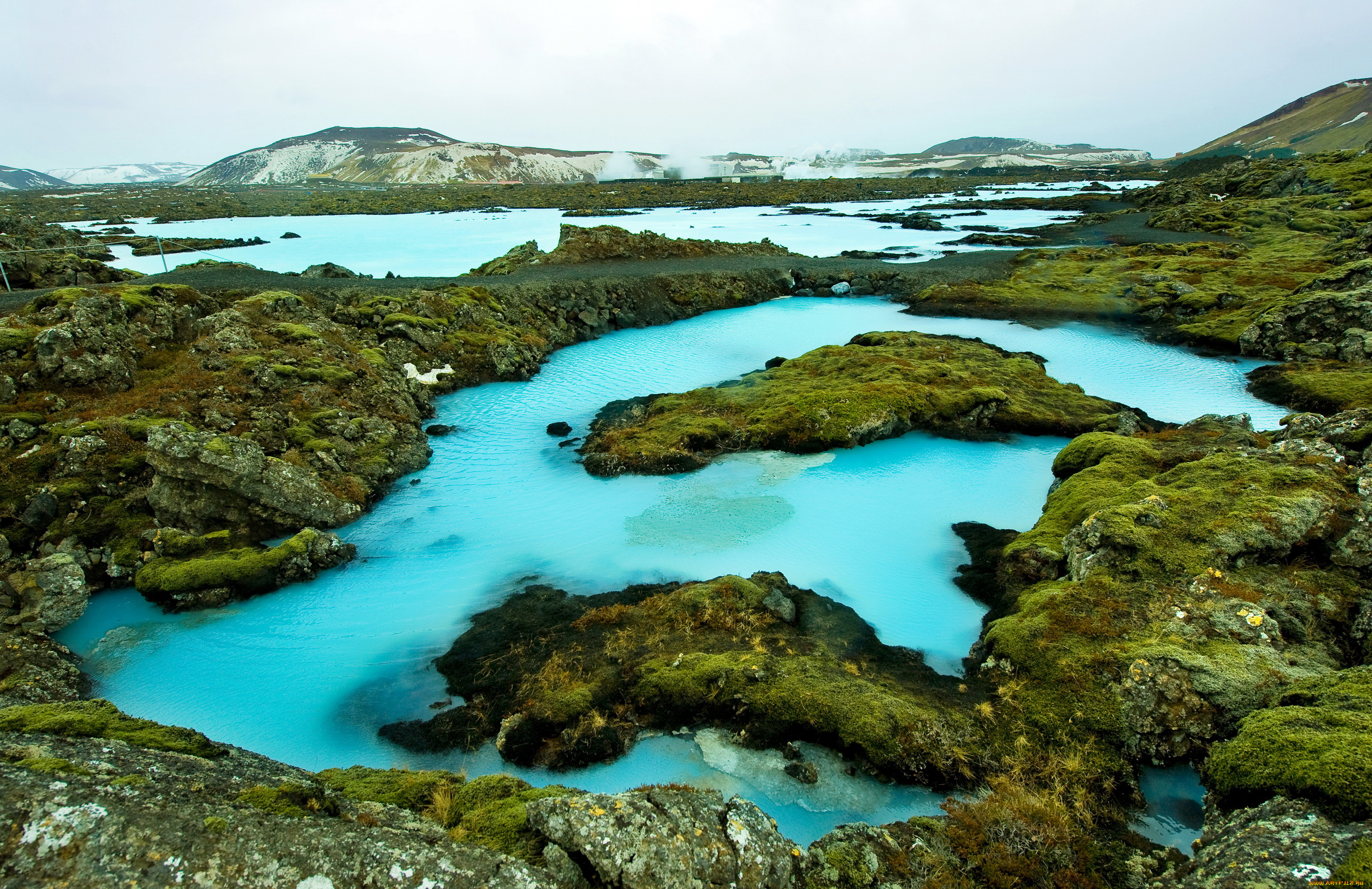 природа, реки, озера, пейзаж, исландия, мох, озеро