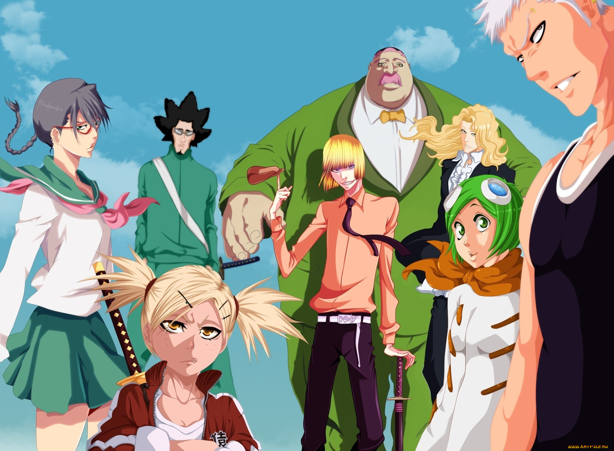 аниме, bleach, hirako, shinji, sarugaki, hiyori, aikawa, love, ushoda, hachigen, yadomaru, lisa, muguruma, kensei, kuna, mashiro, otoribashi, rojurou, xdeidar4