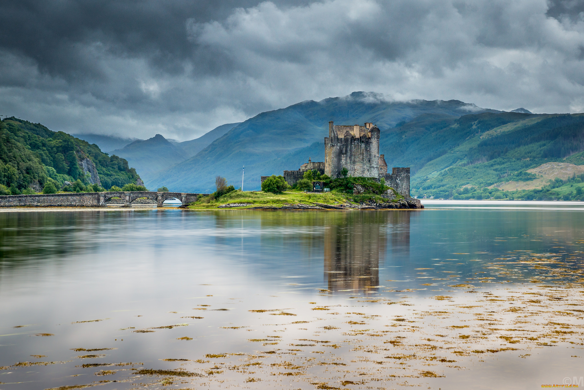 eilean, donan, castle, города, замок, эйлен-донан, , шотландия, озеро, горы, замок