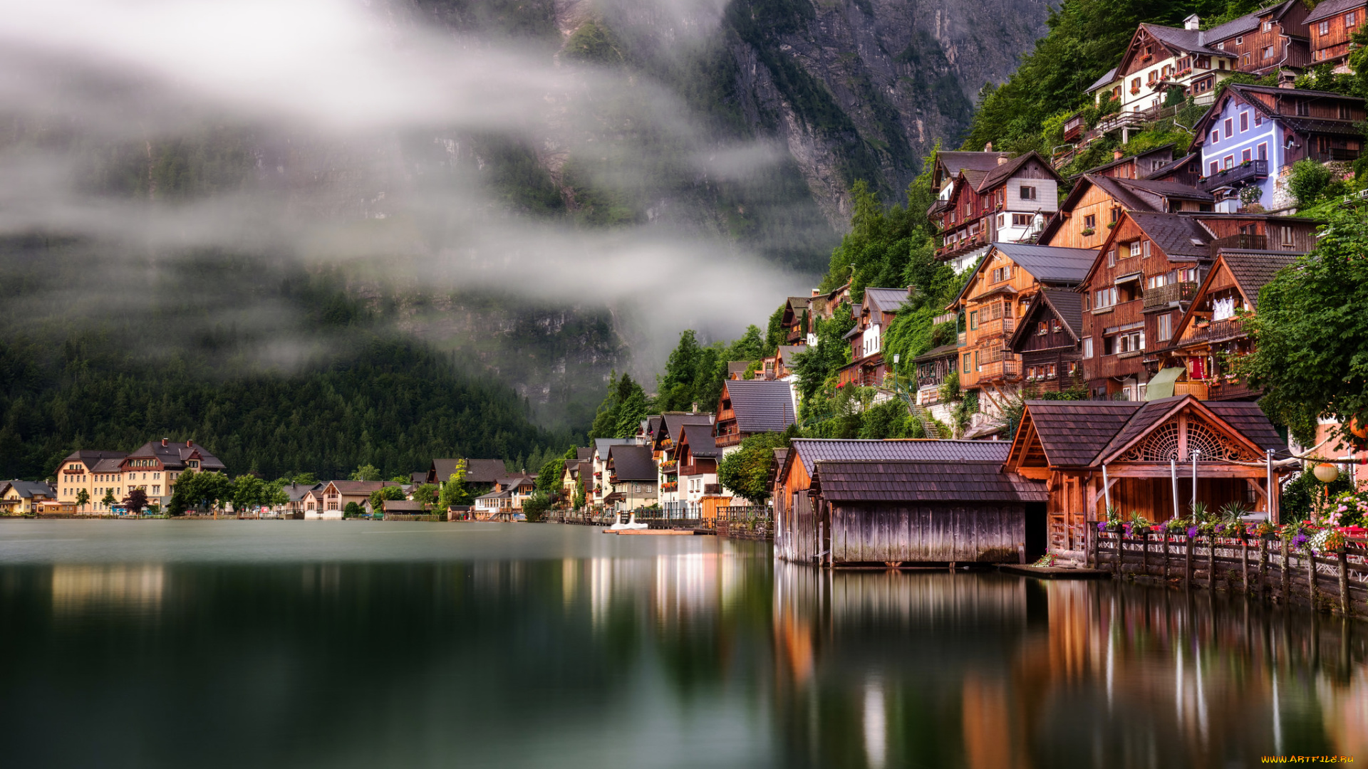 hallstatt, города, -, пейзажи, горы, озеро