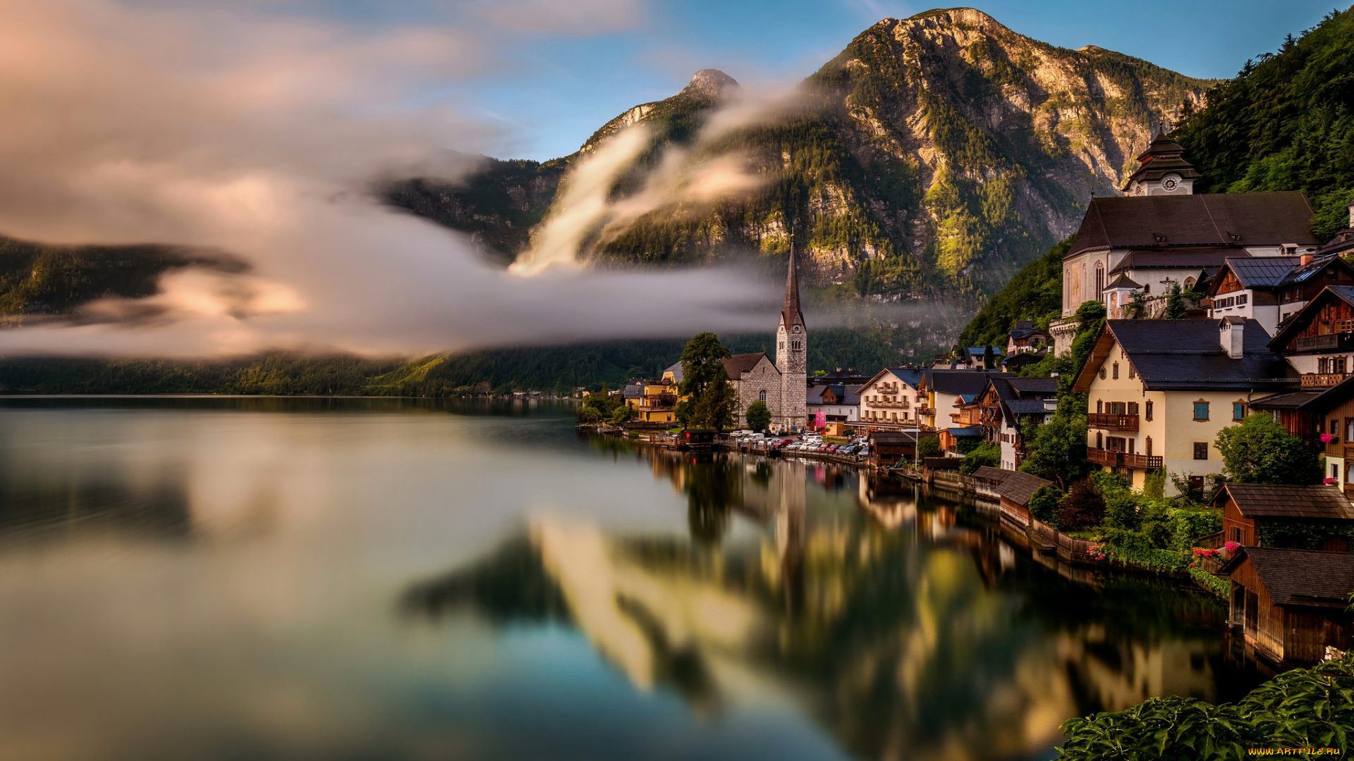 hallstatt, города, -, пейзажи, озеро, горы