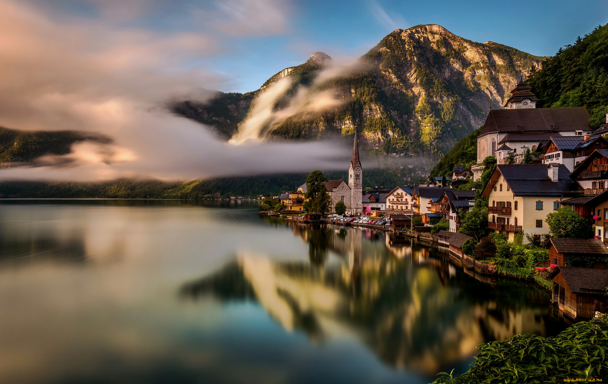 hallstatt, города, -, пейзажи, озеро, горы