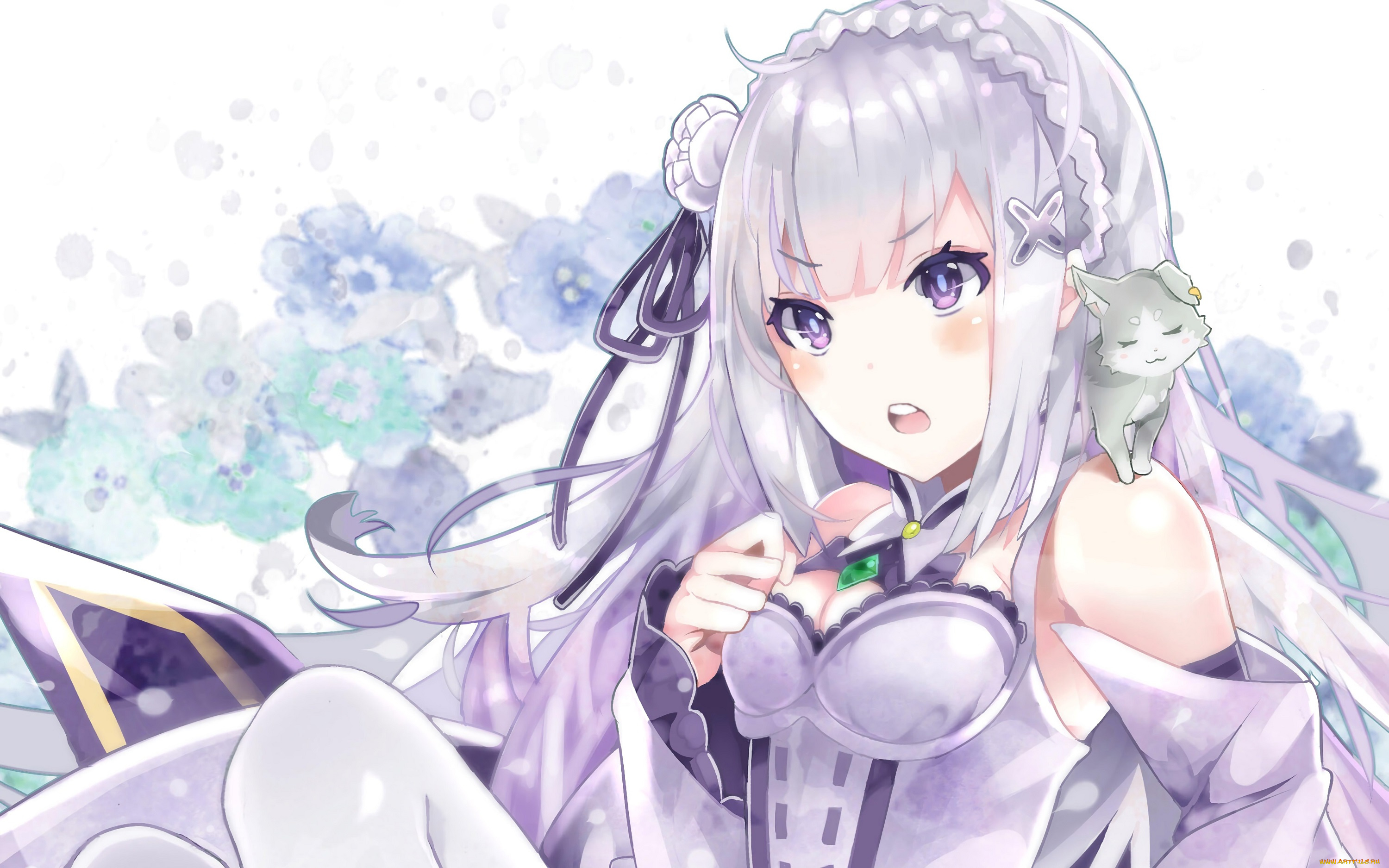 аниме, re, , zero, kara, hajimeru, isekai, seikatsu, девушка, кот