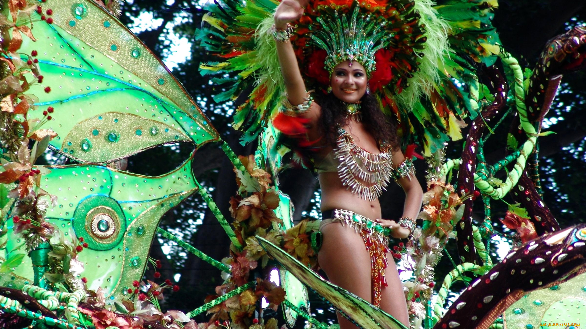 разное, маски, карнавальные, костюмы, перья, девушка, бразильский, карнавал