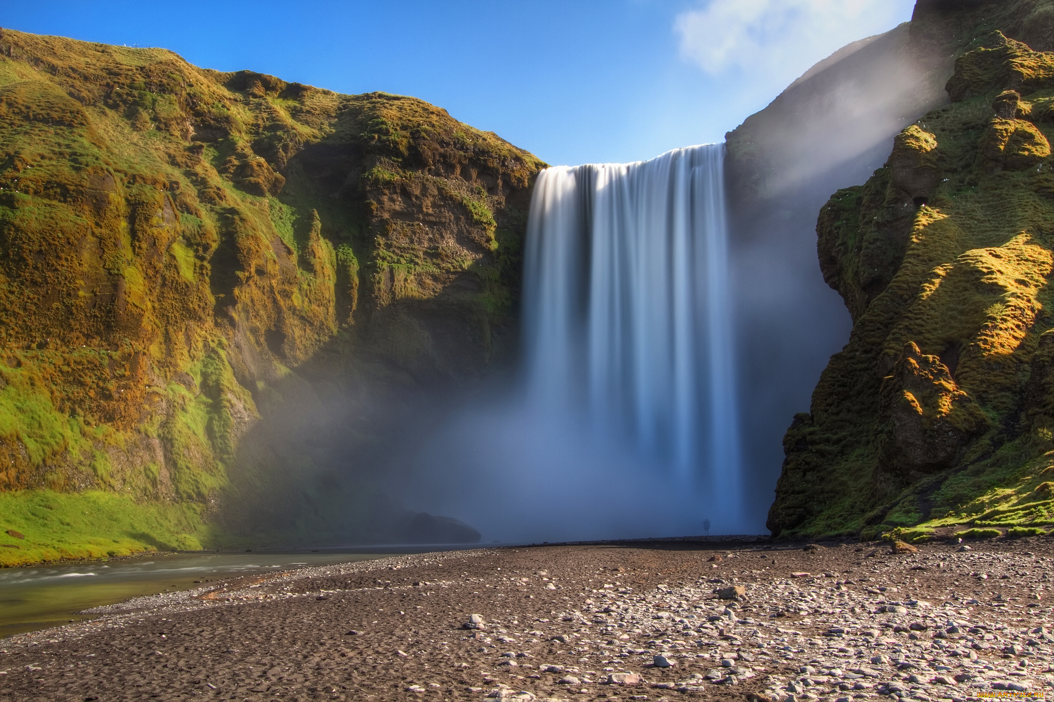 skogafoss, iceland, природа, водопады, исландия, скалы