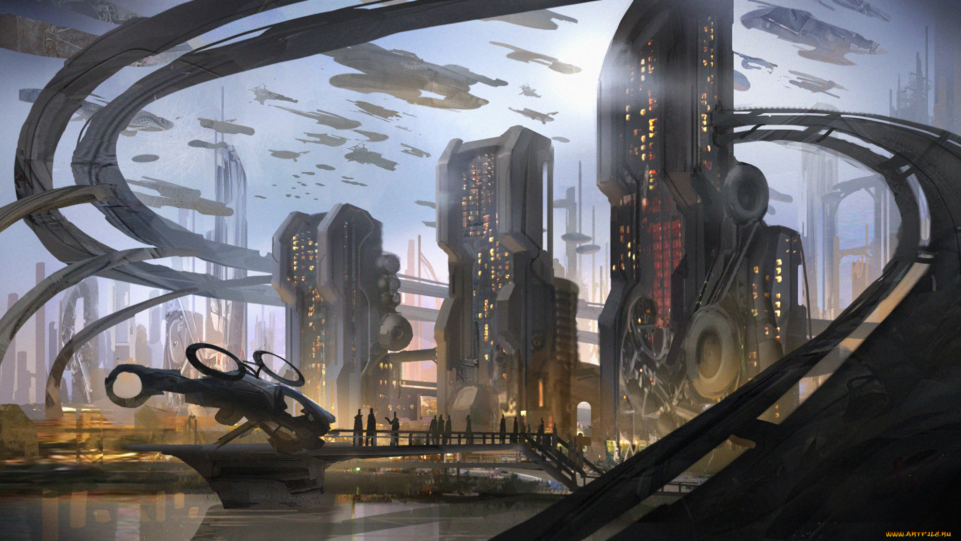 фэнтези, иные, миры, , иные, времена, фантастика, город, будущее, spaceships, небоскребы
