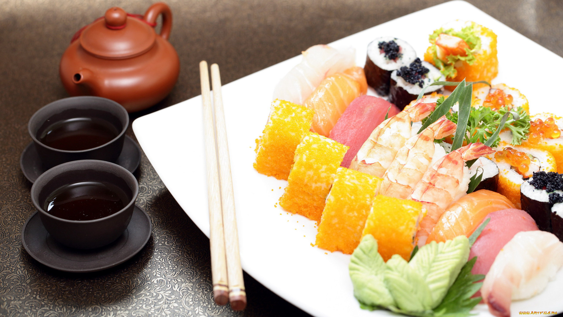 еда, рыба, , морепродукты, , суши, , роллы, креветки, чай, палочки, суши