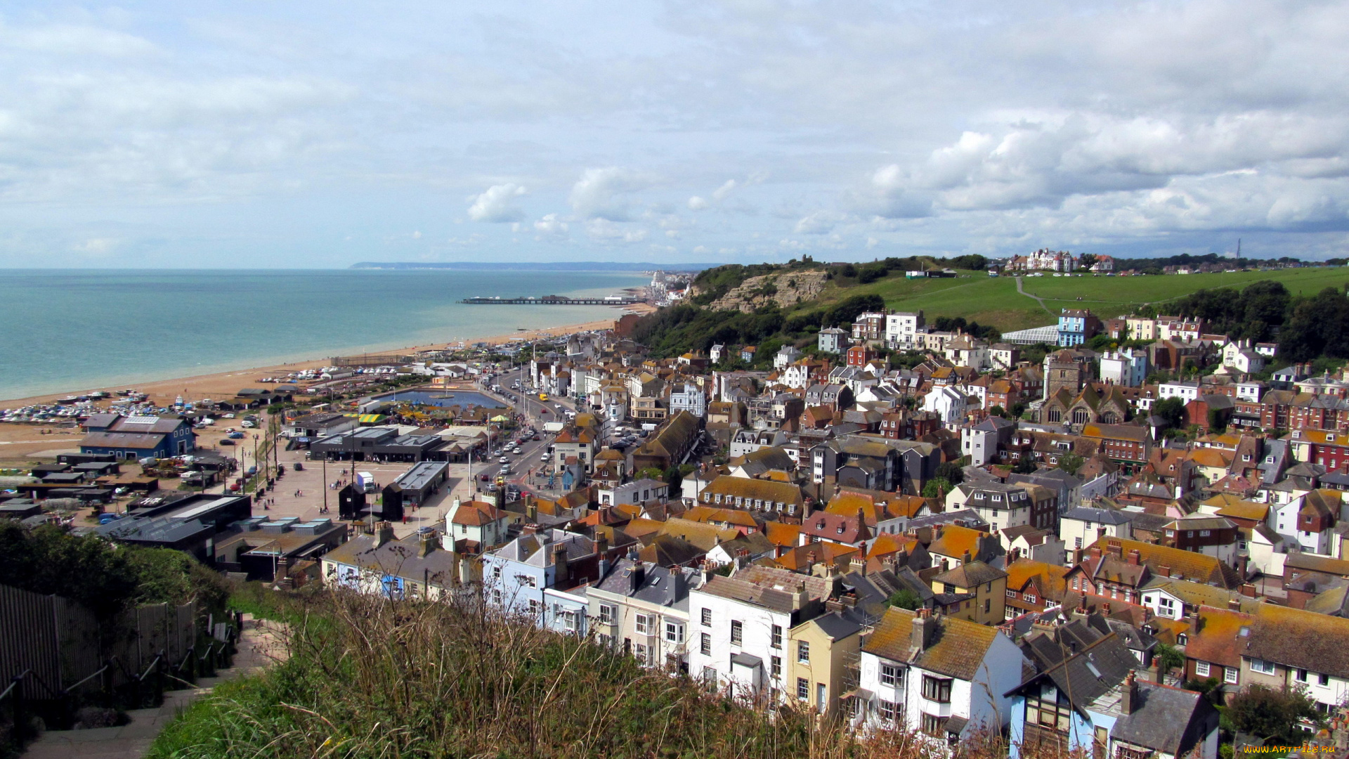 hastings, sussex, uk, города, -, панорамы