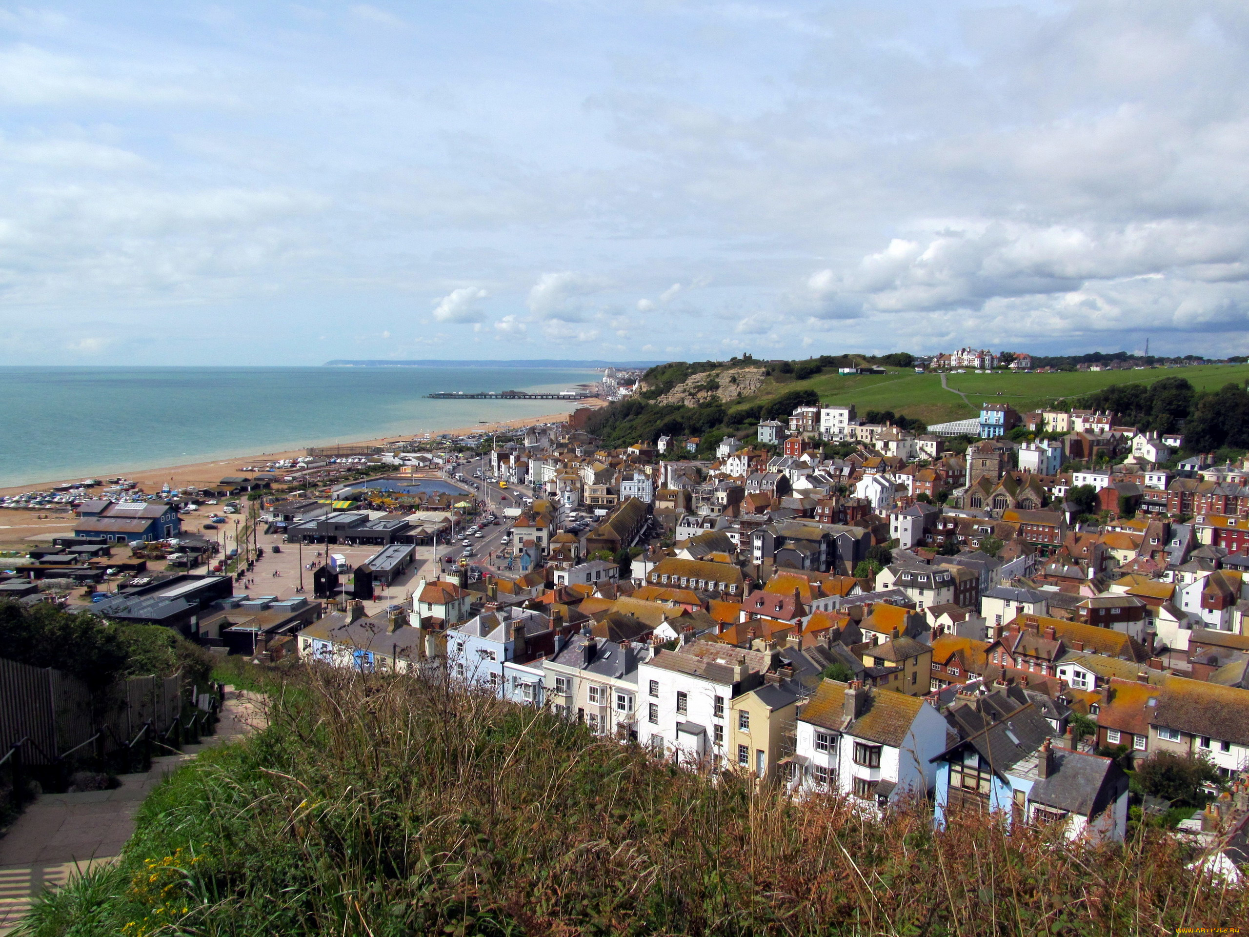 hastings, sussex, uk, города, -, панорамы